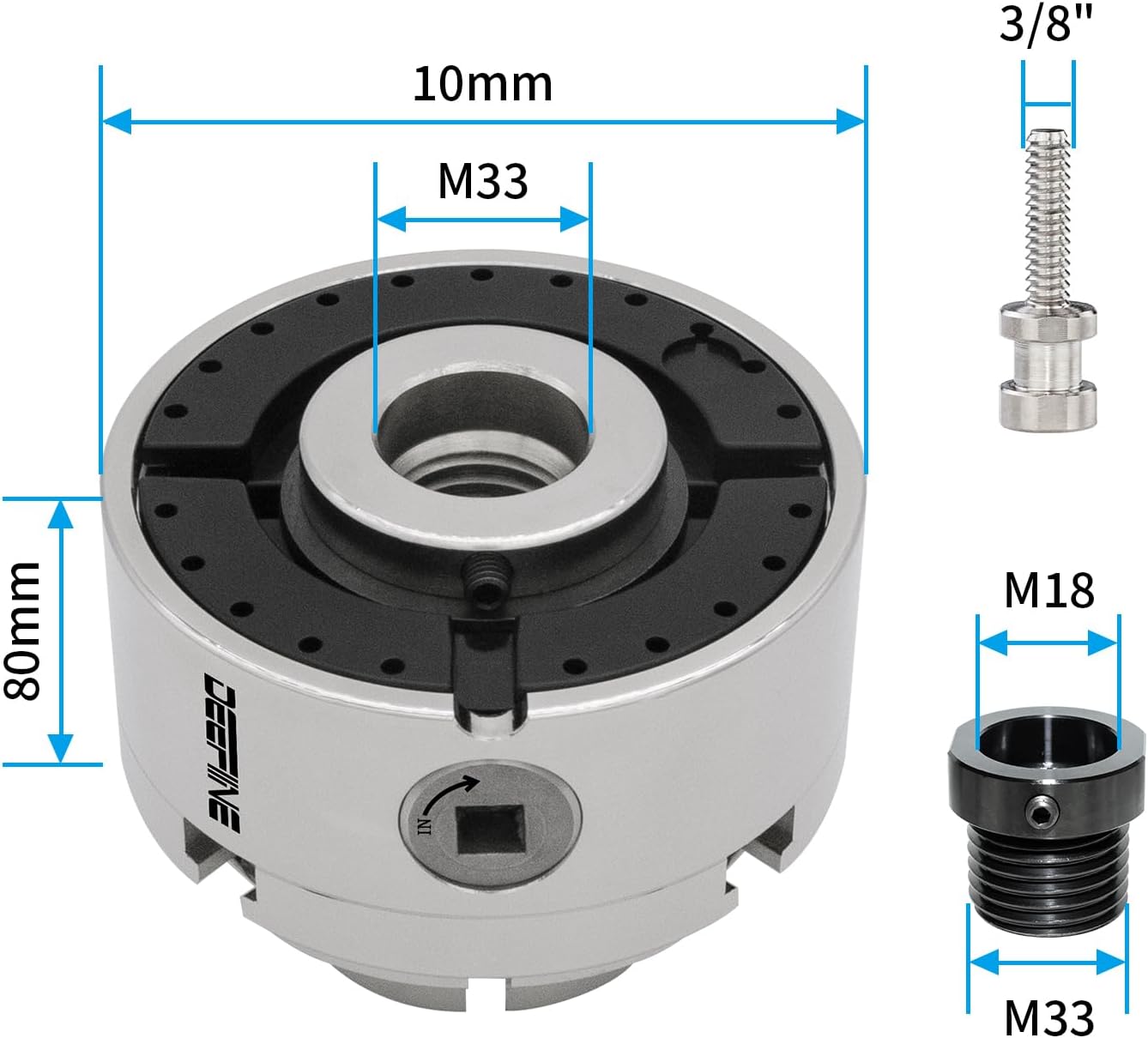 Deefiine Mandrino per Tornio Professionale 100mm - immagine 5