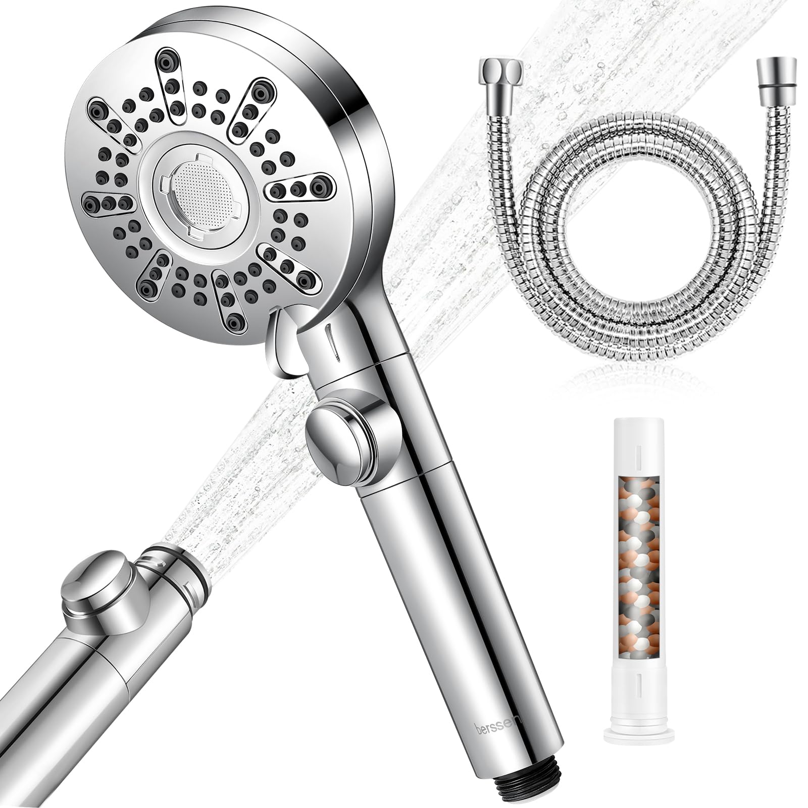 Soffione Doccia Anticalcare con Tubo 150cm