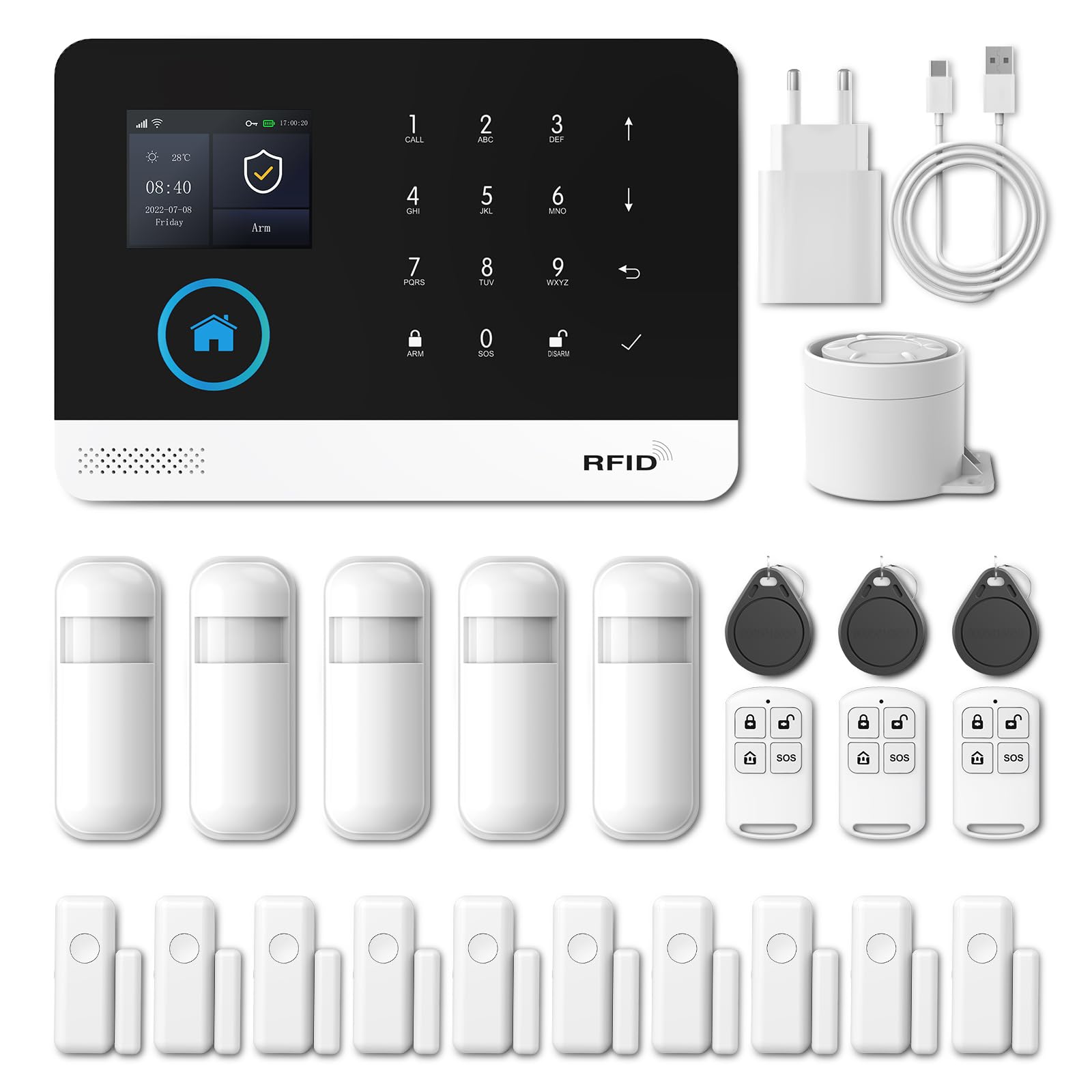 Pgst Allarme Casa Senza Fili 24 Pezzi WIFI/GSM