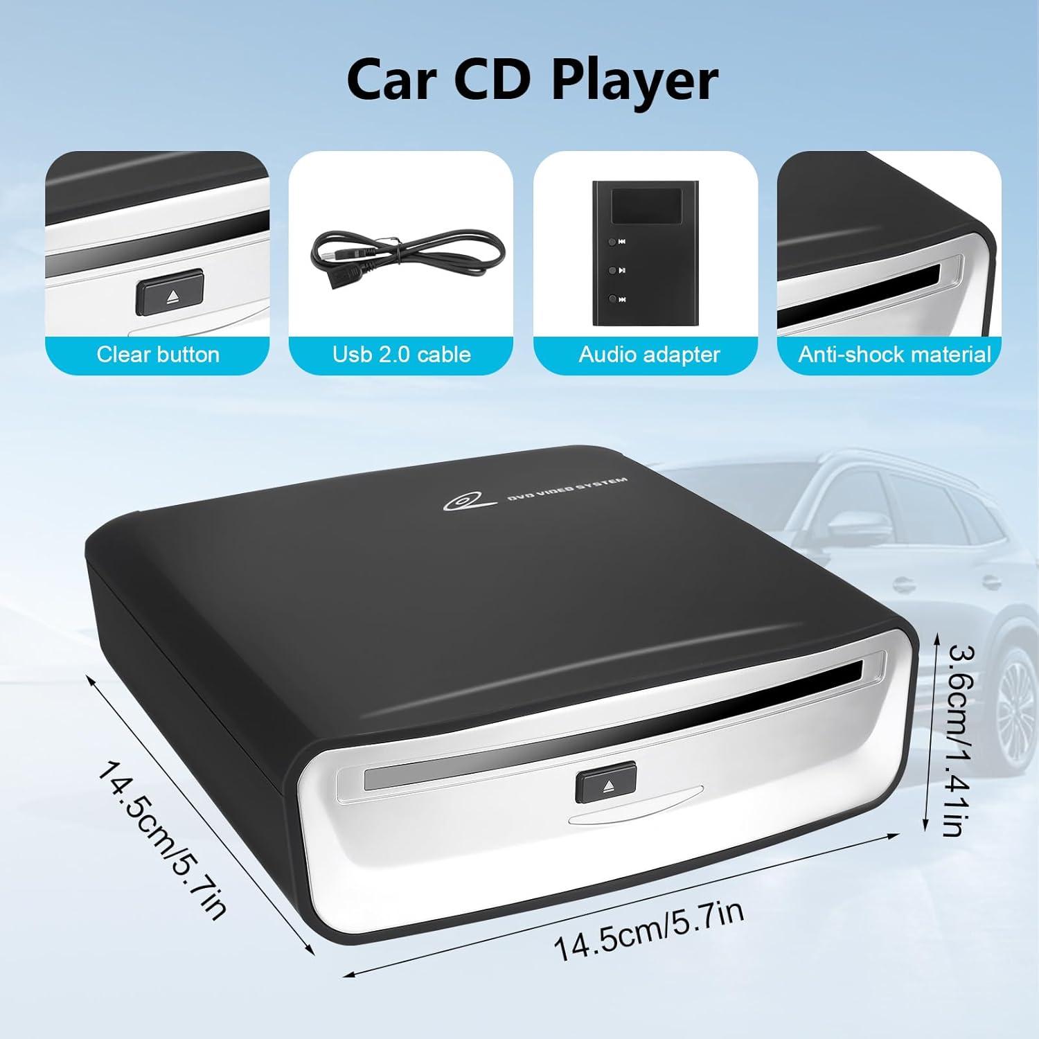 Lettore CD/DVD Esterno USB per Autoradio Android - immagine 2