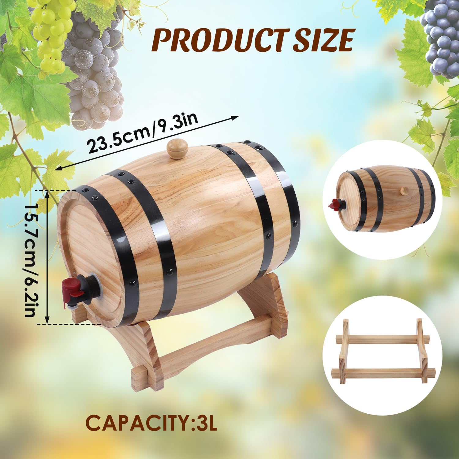 Tissting Botte per Vino in Legno 3L con Rubinetto - immagine 2