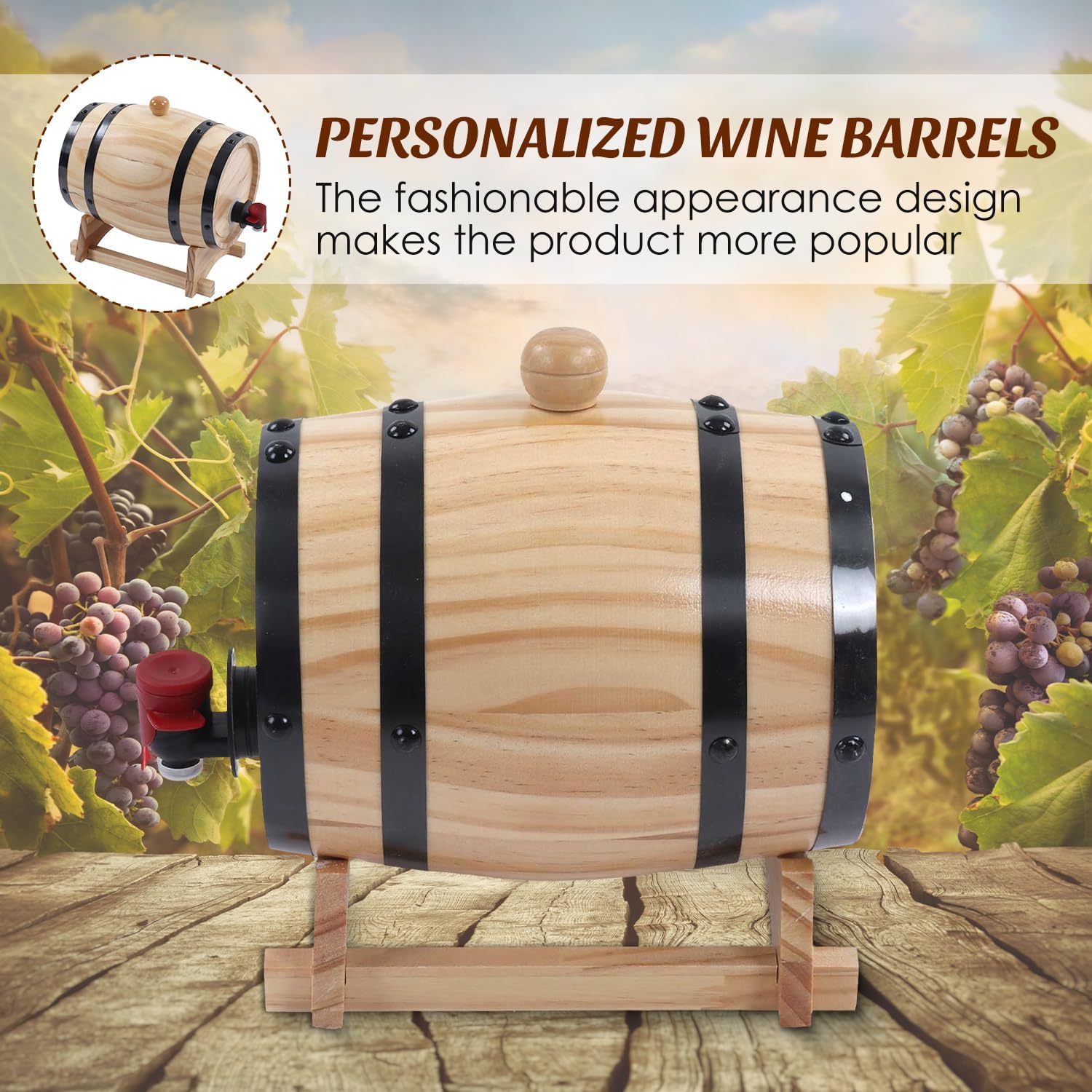 Tissting Botte per Vino in Legno 3L con Rubinetto - immagine 4