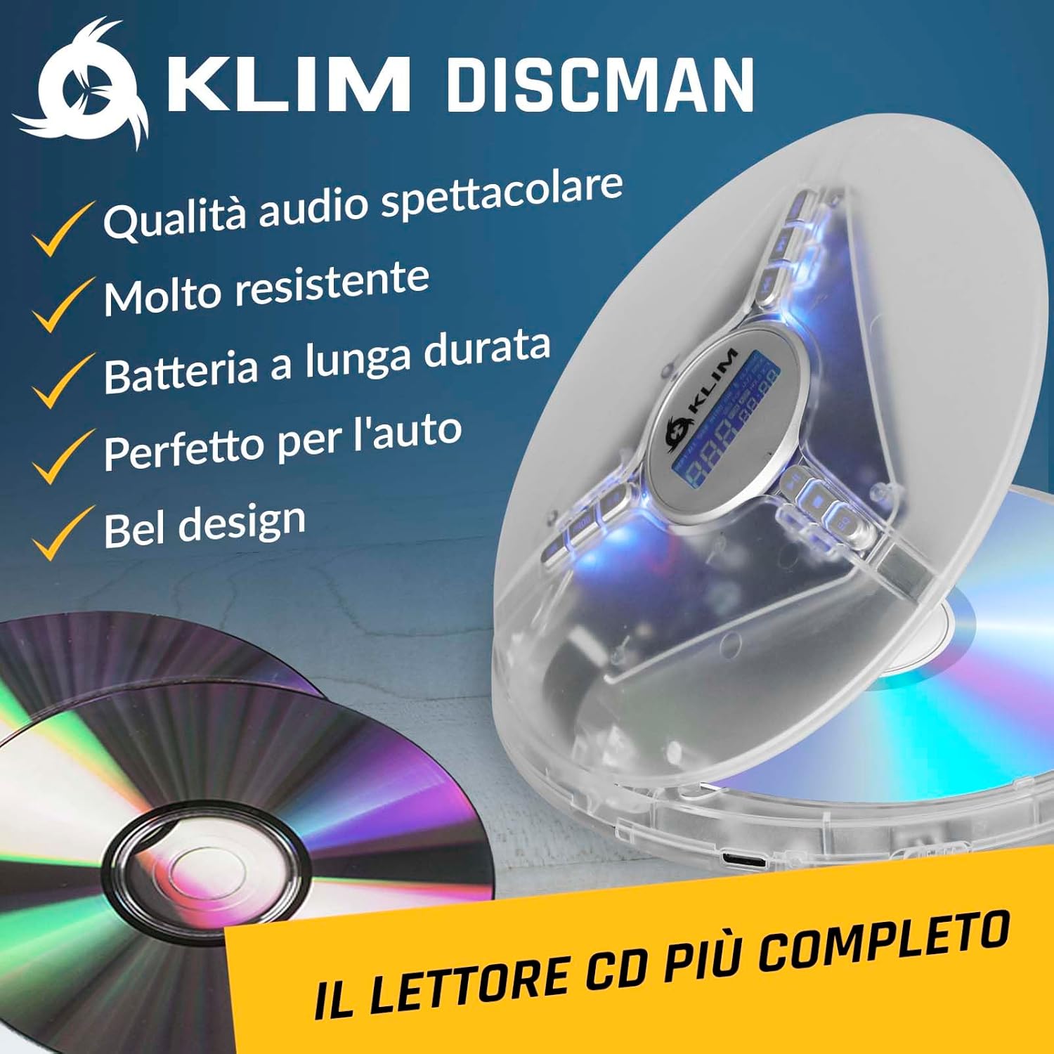 Klim Discman - Lettore CD Portatile Ricaricabile - immagine 2