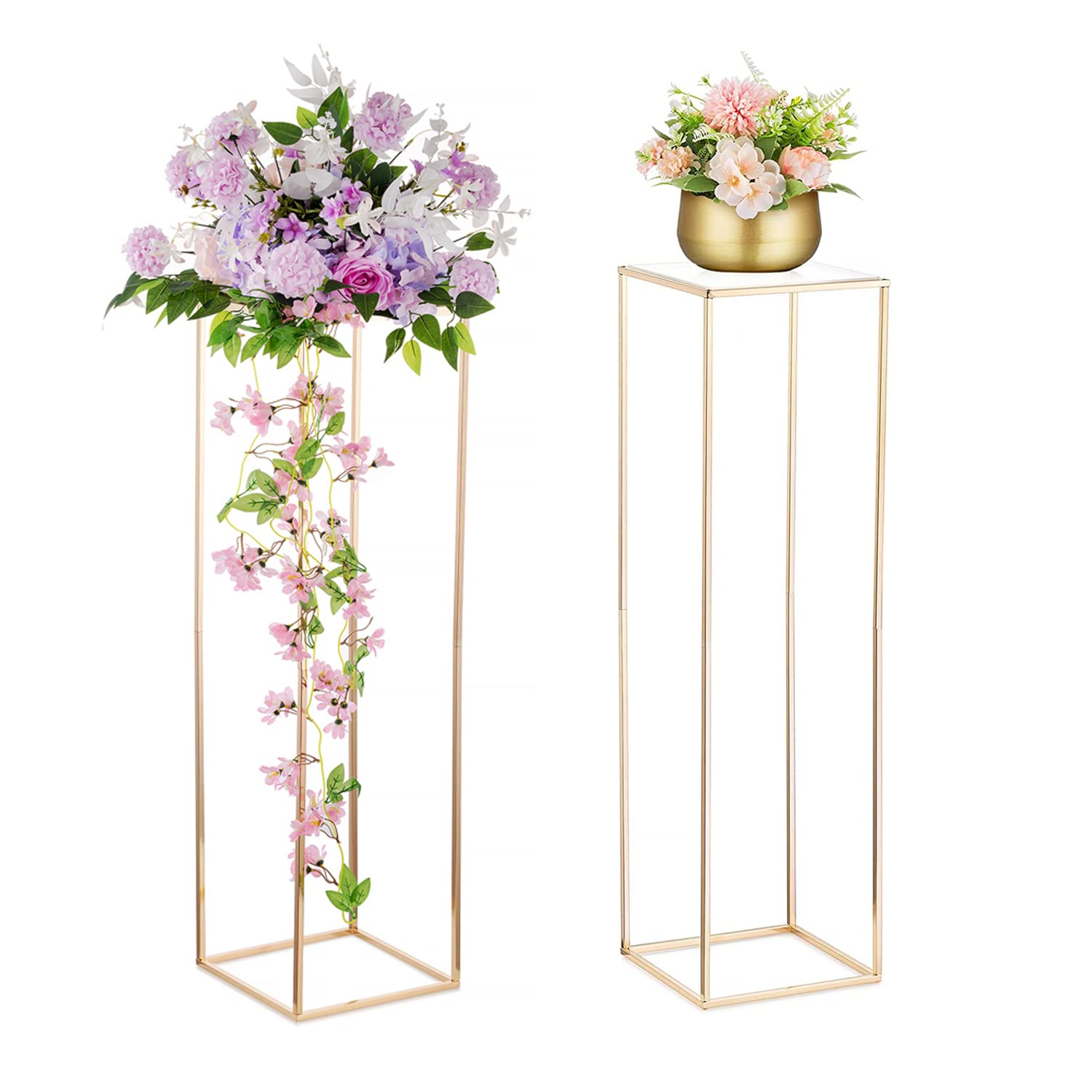 Inweder Centrotavola Nozze Stand Fiori Oro - 2 Pezzi
