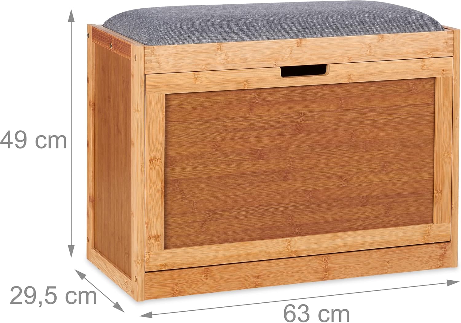 Relaxdays Panca con Scarpiera in Bambù, NaturaleGrigio - immagine 3