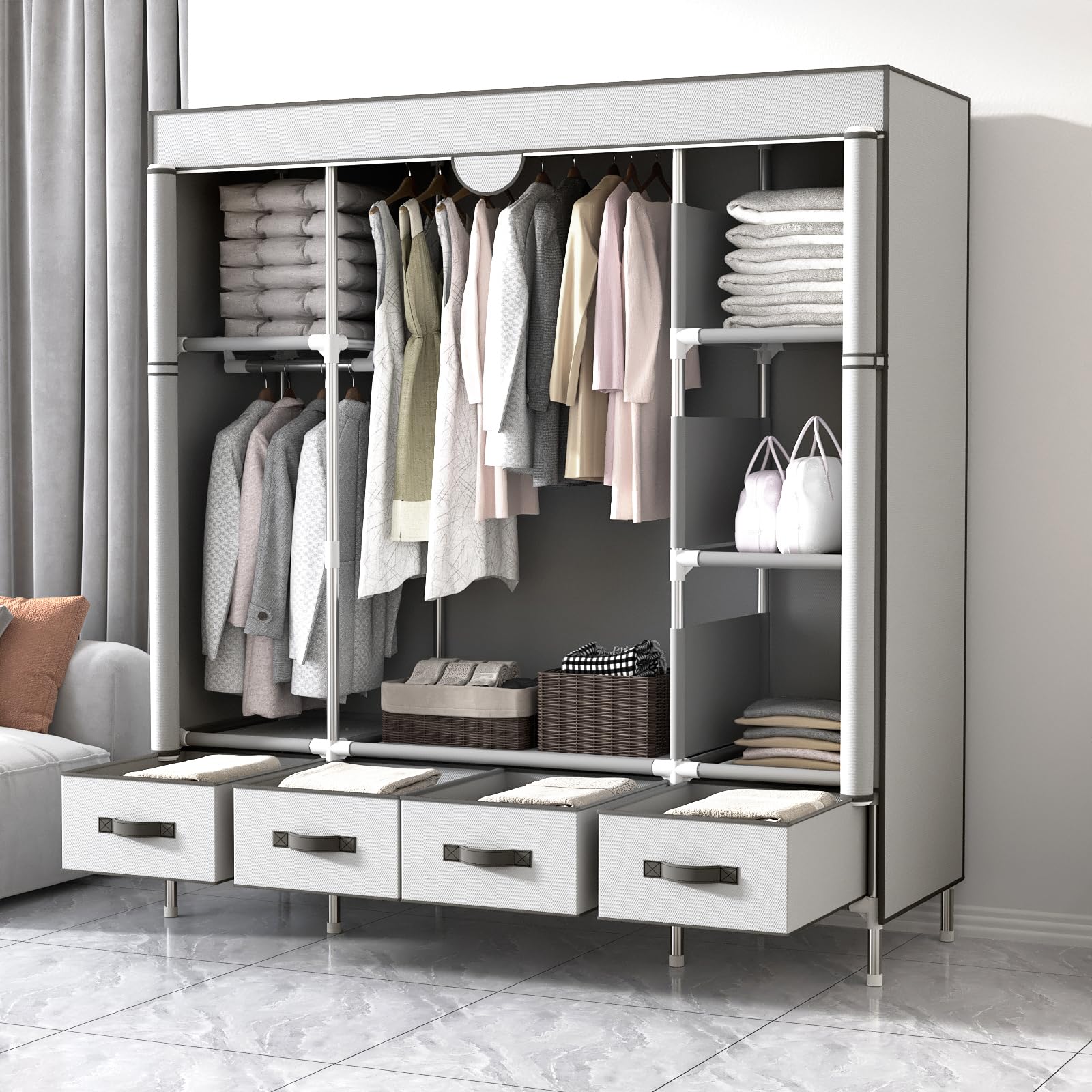 Anmas Power Armadio in Tessuto con Cassetti