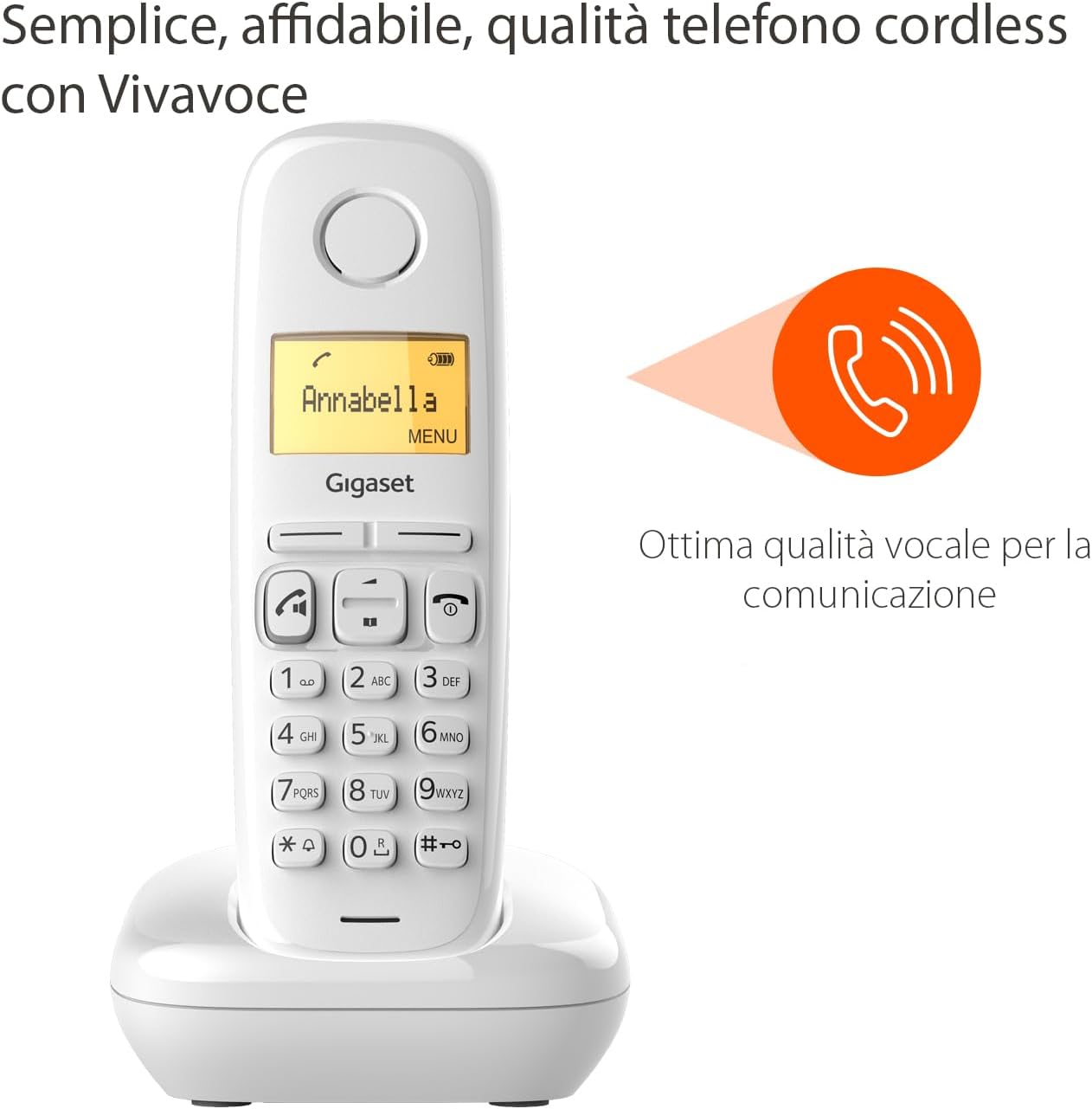Gigaset A270 - Telefono Cordless con Vivavoce, Bianco - immagine 4