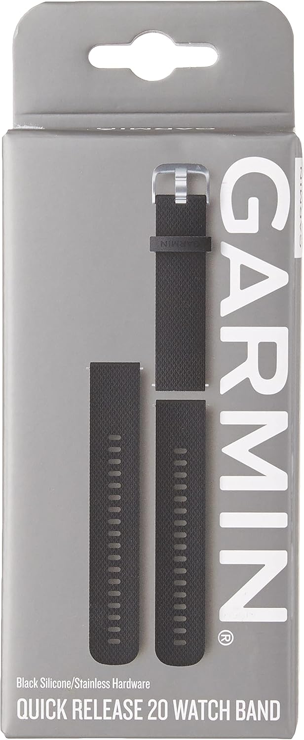 Cinturino Originale Garmin, 20mm, Sgancio rapido, Silicone, Black & Silver - immagine 4