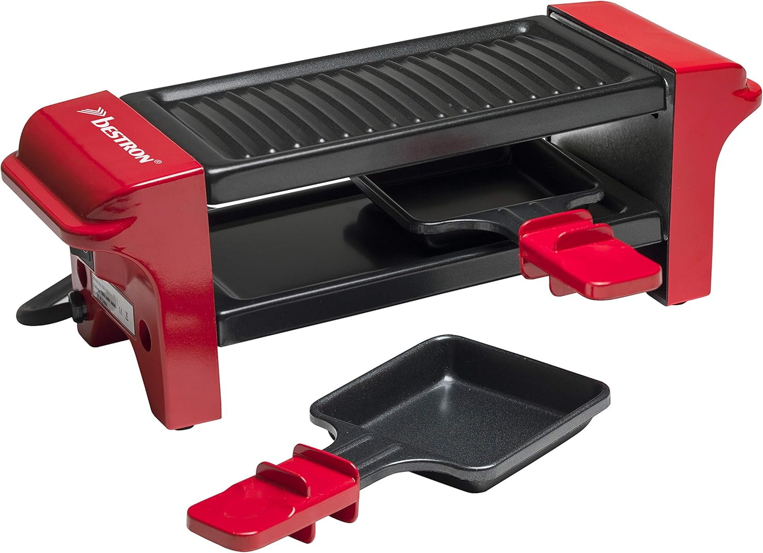 Bestron Mini Raclette per 1-2 Persone, Rosso/Nero - immagine 3