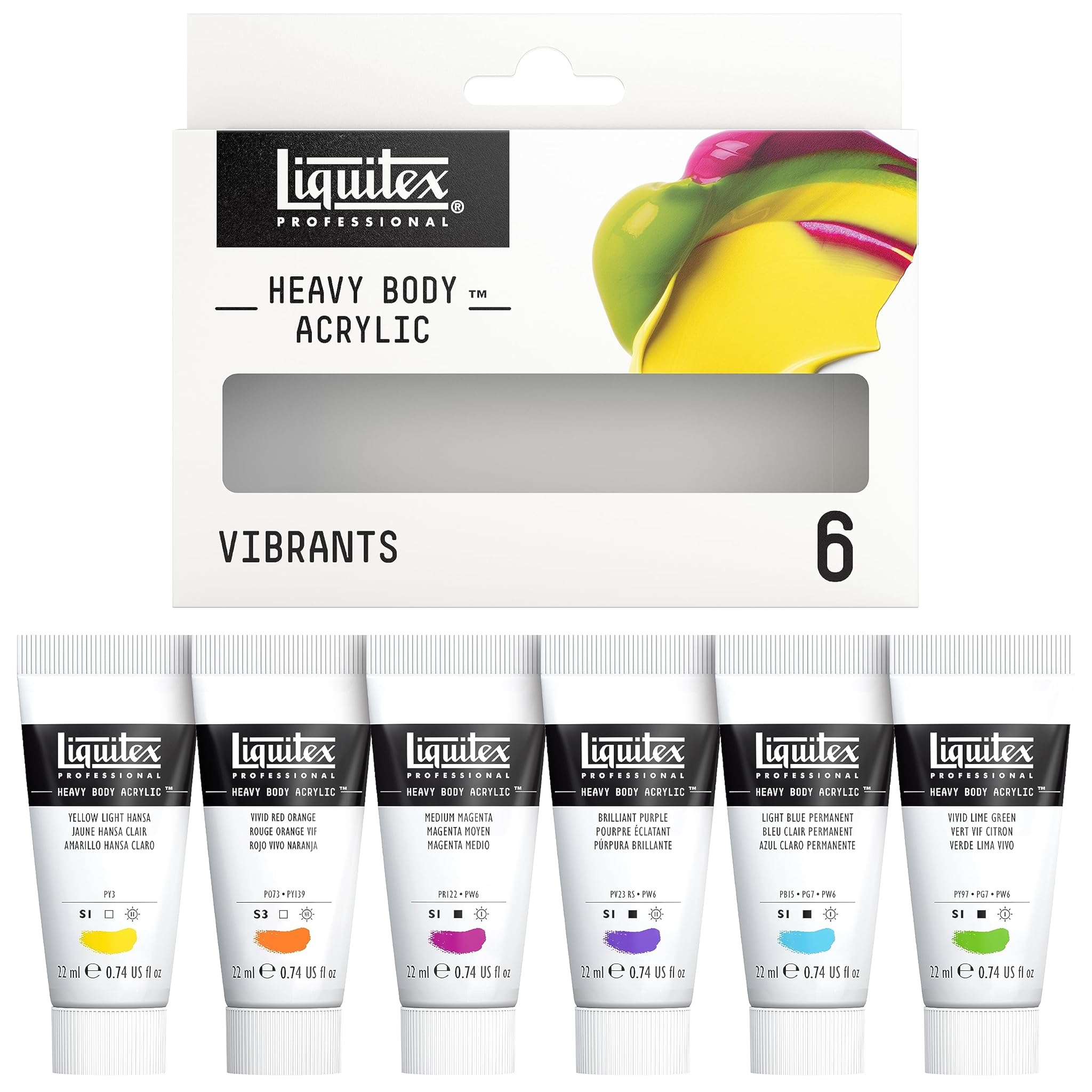 LIQUITEX Lqx Heavy Body - Colori Vibranti - 6 X 22 Ml