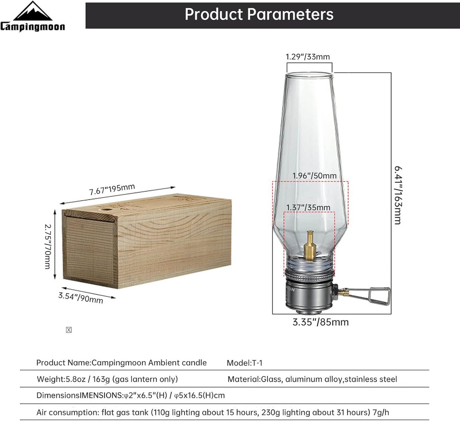 Campingmoon Lanterna a Gas Atmosfera T-1 - immagine 3