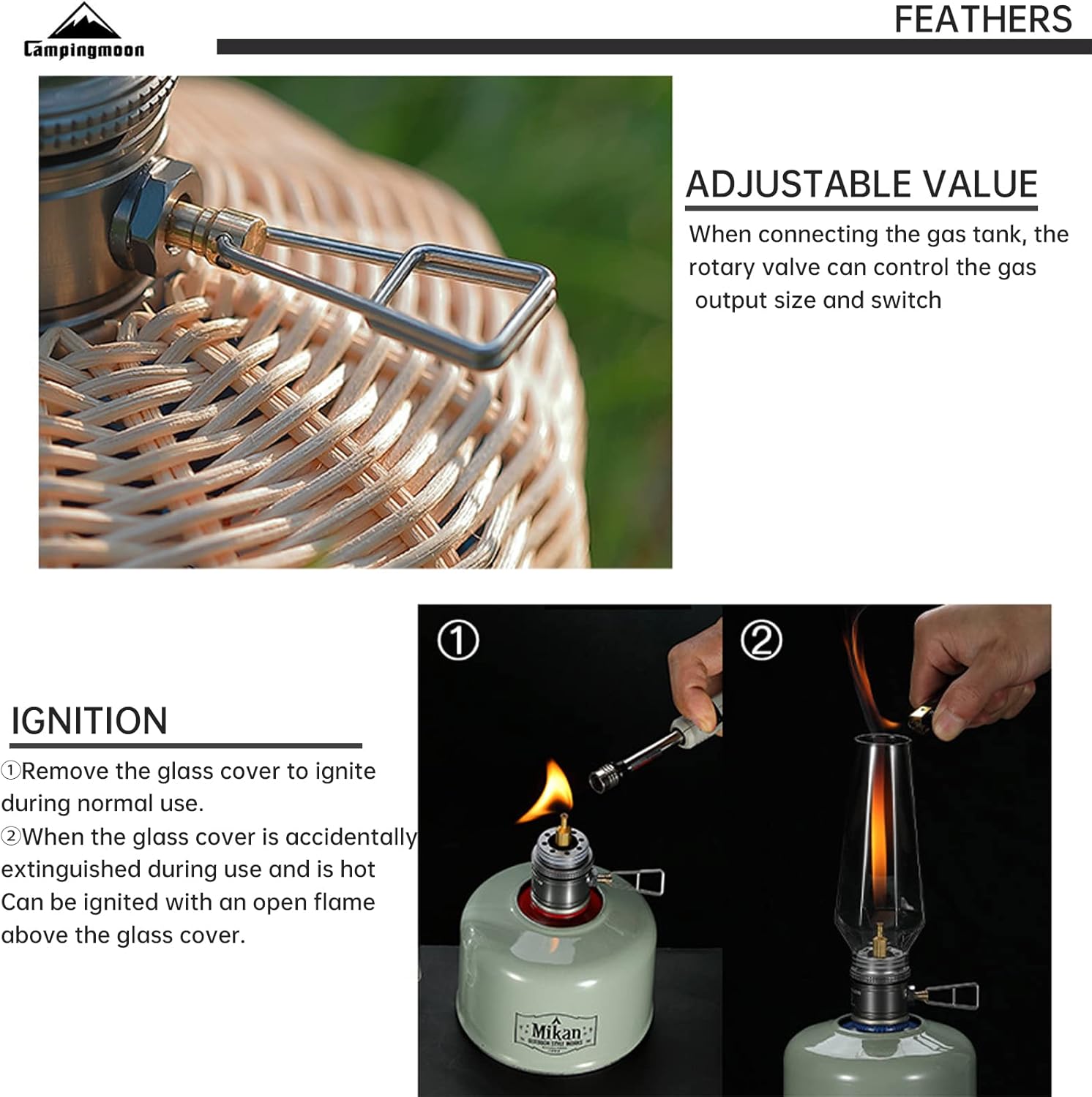 Campingmoon Lanterna a Gas Atmosfera T-1 - immagine 5