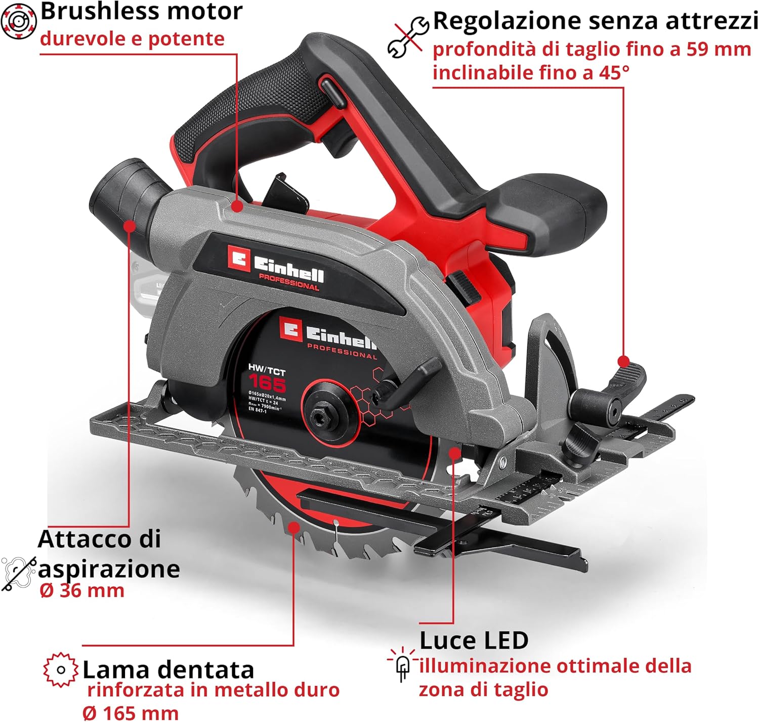 Einhell TP-CS 18/165 Li BL - Sega Circolare a Batteria - immagine 3