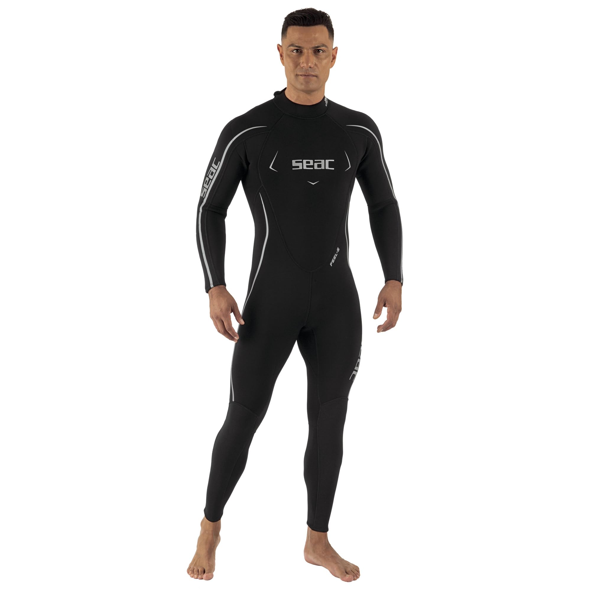 SEAC Feel-S Man 3mm – Muta da uomo in neoprene UltraStretch 3 mm, con cerniera posteriore YKK, cuciture Flatlock e ginocchiere rinforzate – Muta sub, snorkeling e freediving