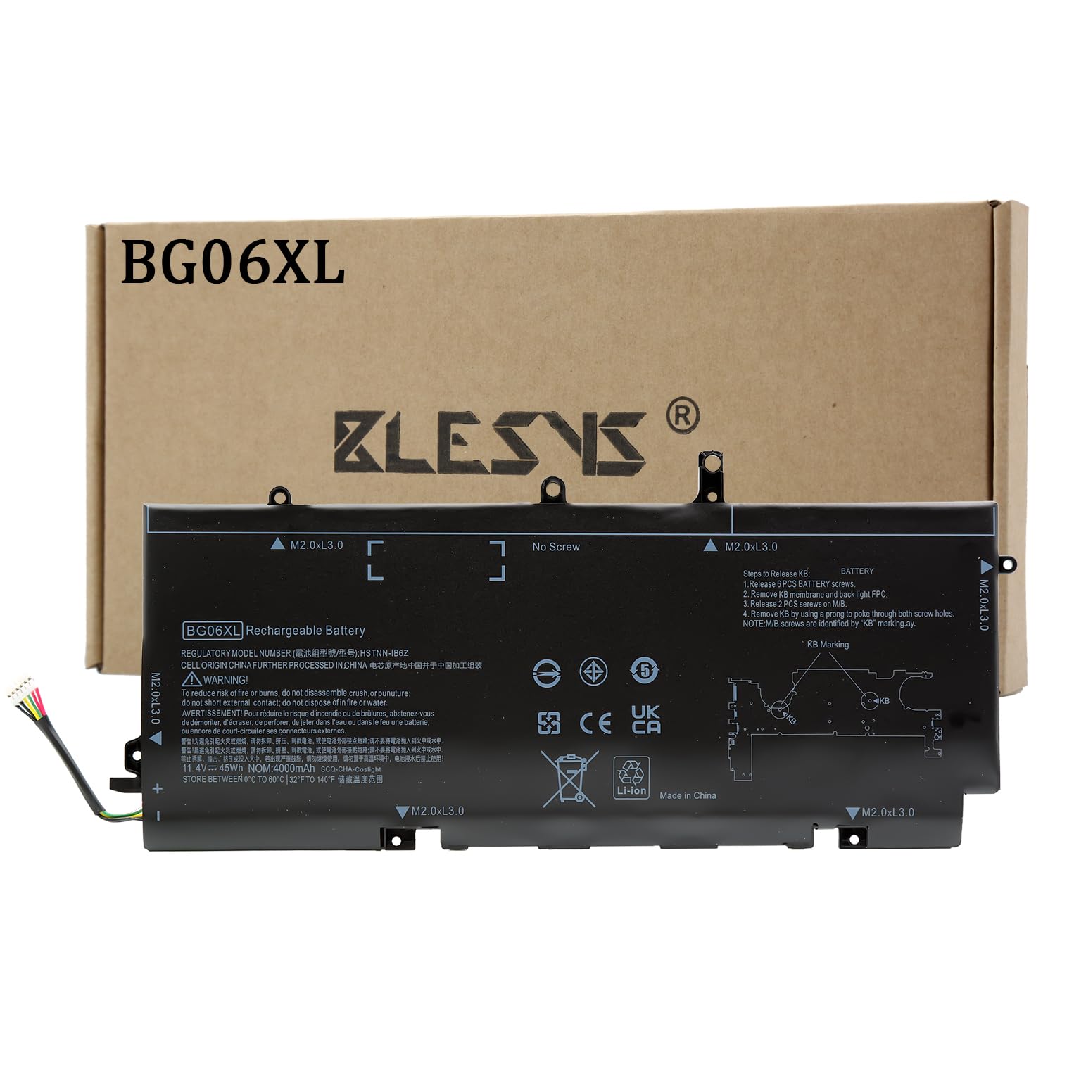 BLESYS BG06XL Batteria per HP EliteBook Folio 1040 G3 Series 853294-855