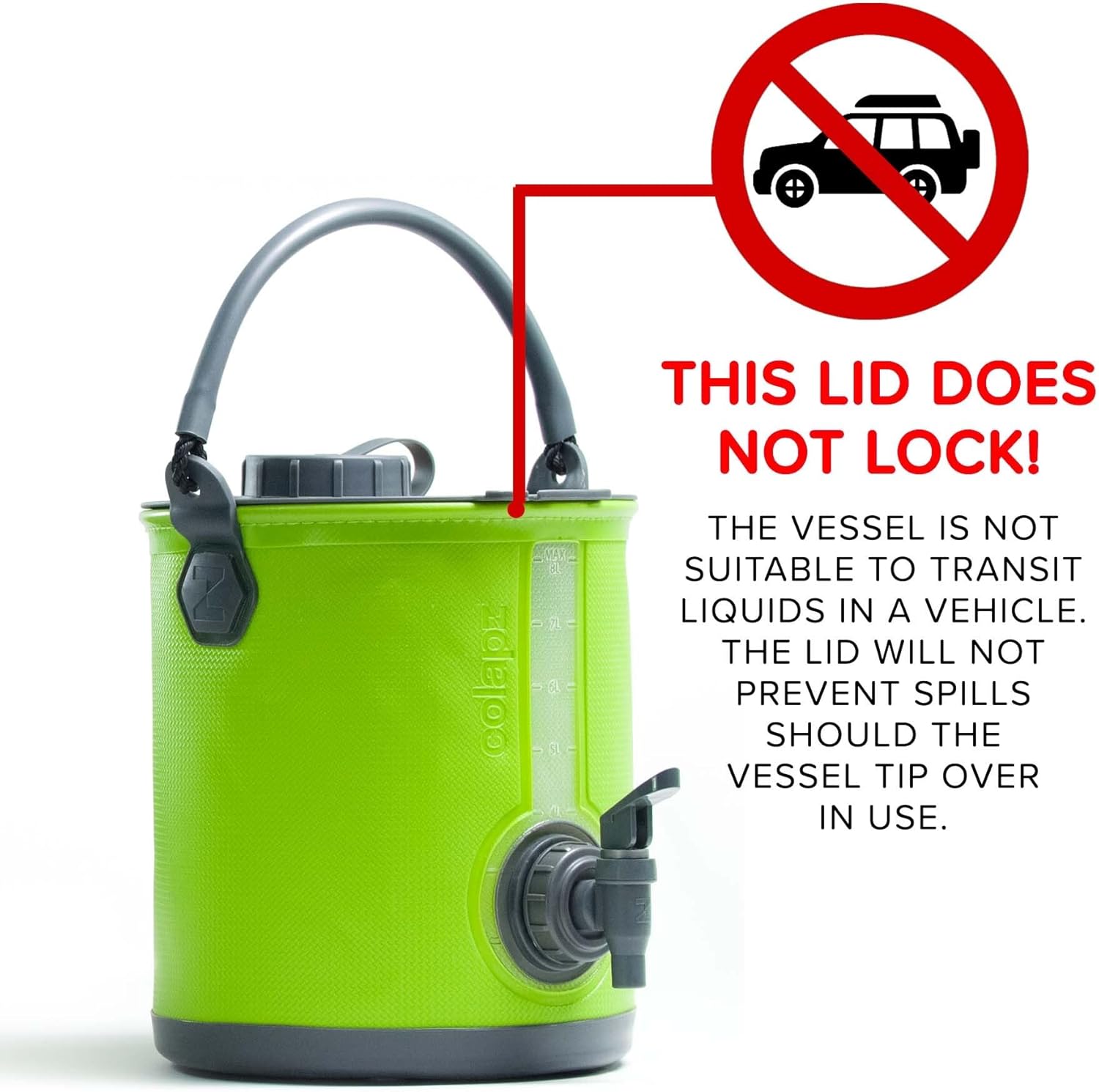 Colapz 2 in 1 - Serbatoio Acqua da Campeggio 8 Litri, Verde - immagine 3