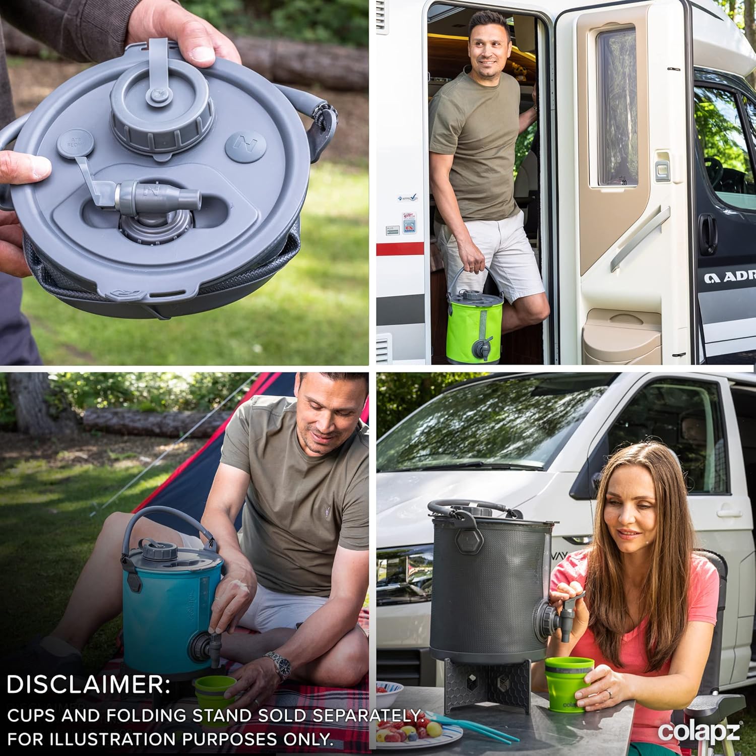 Colapz 2 in 1 - Serbatoio Acqua da Campeggio 8 Litri, Verde - immagine 5