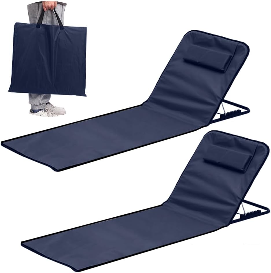 Sdraio da Spiaggia Pieghevole Portatile 2 Pezzi - immagine 1