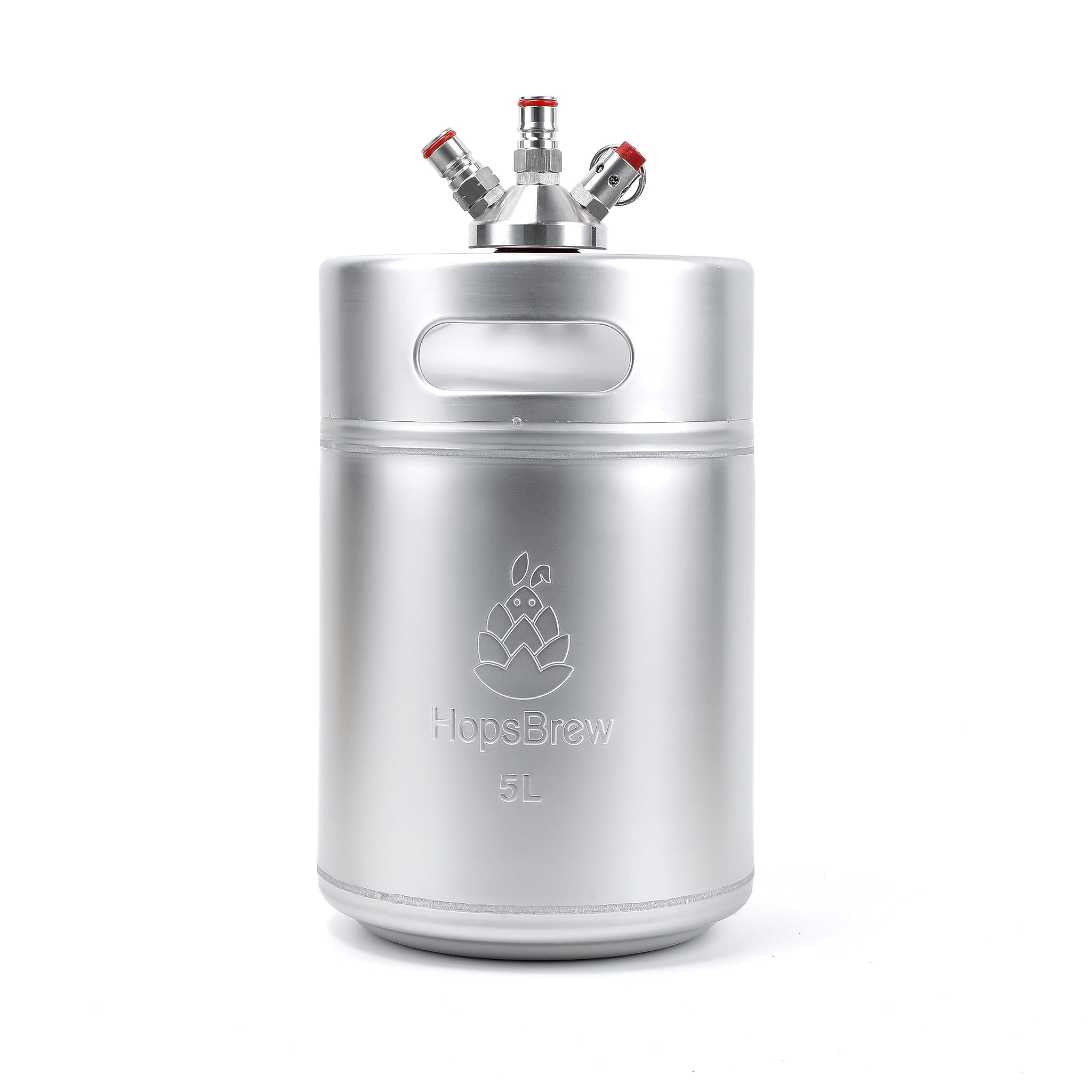 Hopsbrew Mini 304 Edelstahl Keg Growler (5L Standard Silber mit Speer)