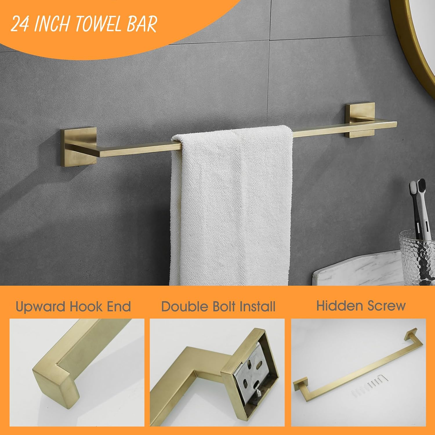 Beelee BA203BG-5 - Set Accessori Bagno 4 Pezzi - immagine 3