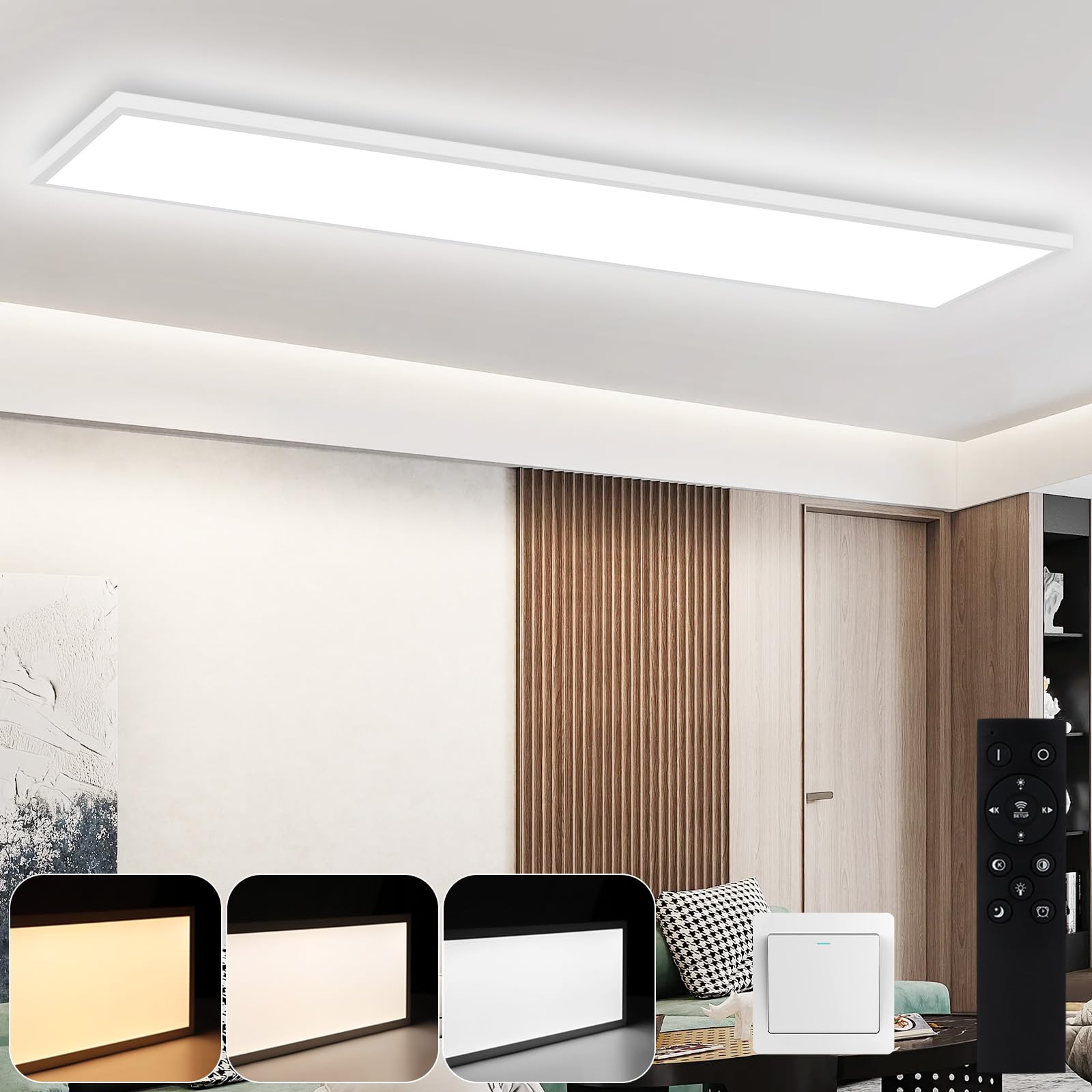Cbjktx LED Plafoniera Dimmable Pannello 100x25CM