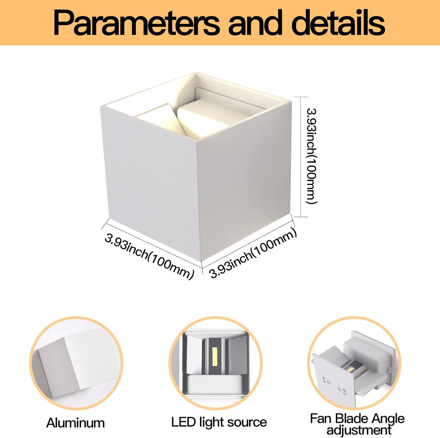 Applique LED da Parete 6W 3000K, Bianco (4pz) - immagine 3