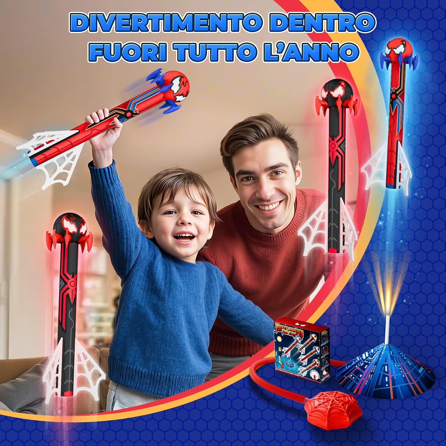 Lanciarazzi Spaziale Giocattolo con 4 Razzi Spider - immagine 3