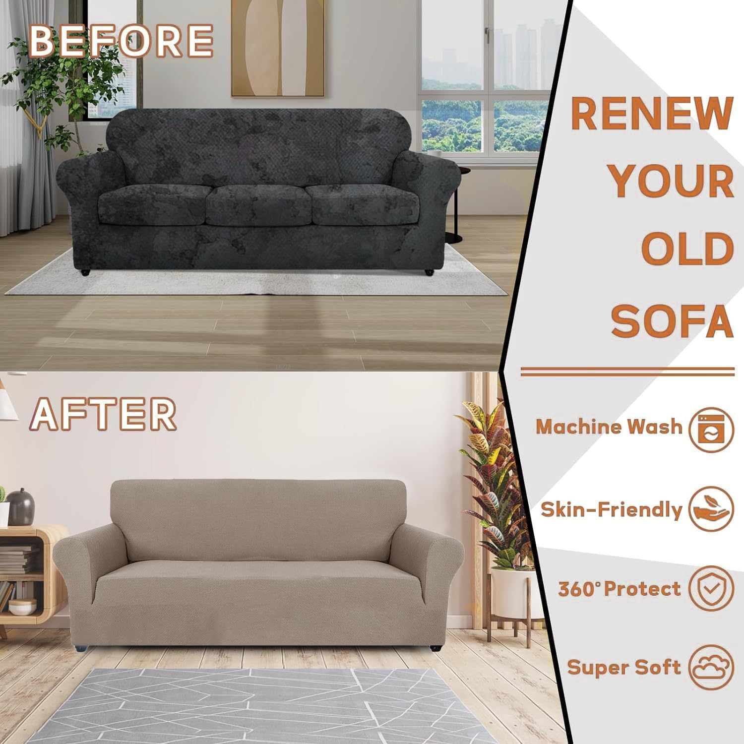 Ystyle Copridivano 4 Posti Elasticizzato con Braccioli - immagine 6