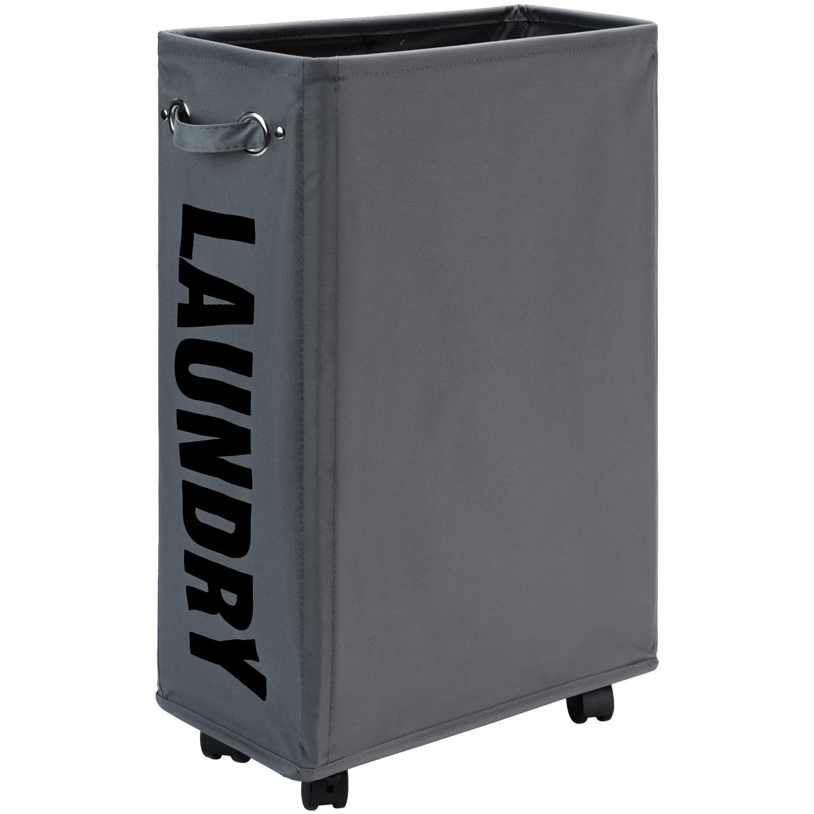 Dokehom Cesto Biancheria Slim su Ruote, Grigio Scuro