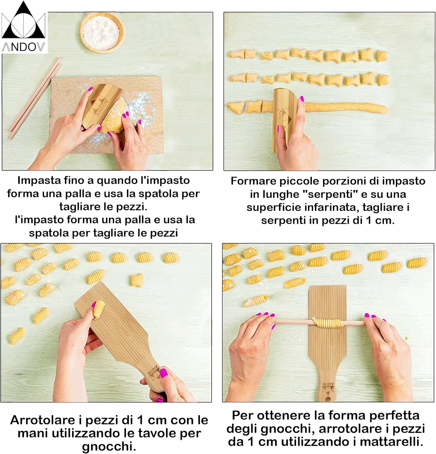 Gnocchi Set Pasta Maker in Legno di Bamboo - immagine 5