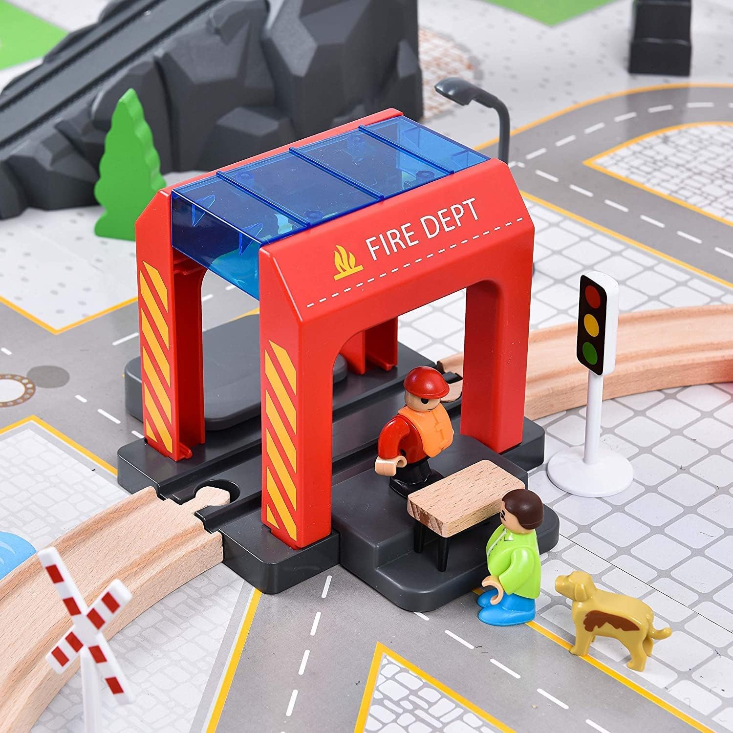 Giant bean Ferrovia in Legno - Set 72 Pezzi Trenino - immagine 5