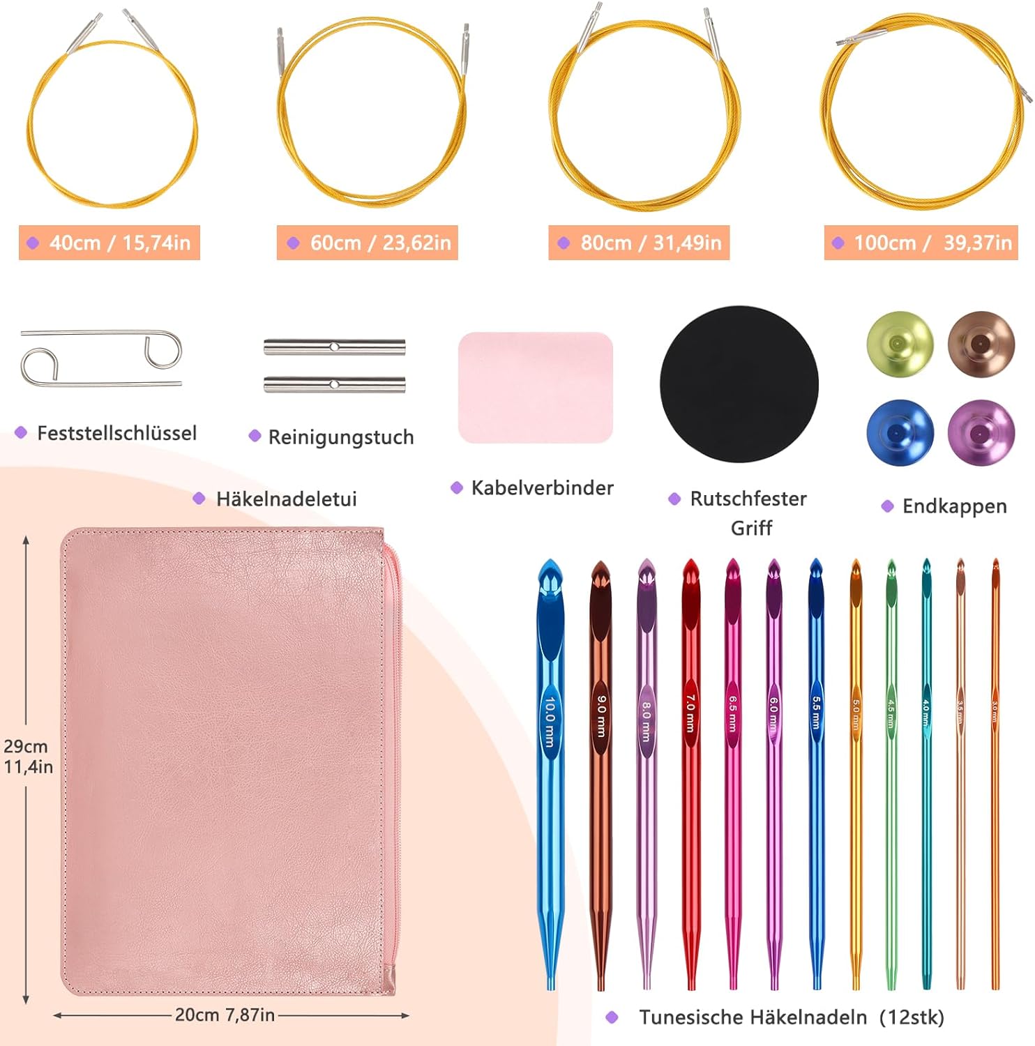 Coopay Set 12 Uncinetti Tunisini Intercambiabili - immagine 2