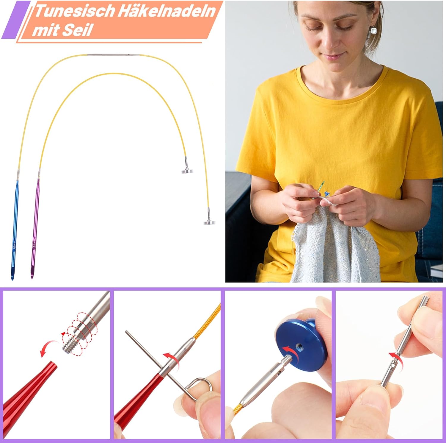 Coopay Set 12 Uncinetti Tunisini Intercambiabili - immagine 4