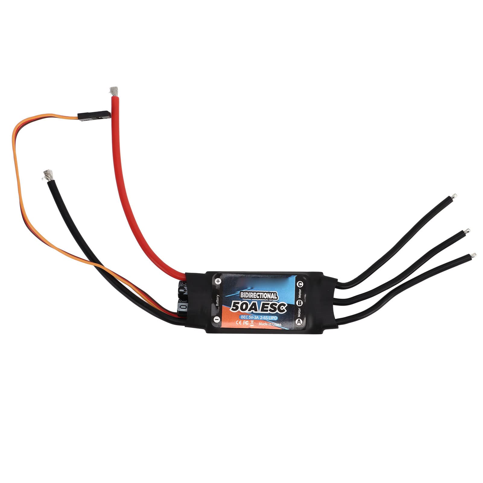 Oumefar Regolatore di velocità Elettrico Senza Spazzole, Motore Brushless 50A RC Nero ESC Bidirezionale per Auto RC per Subacquea per Barche