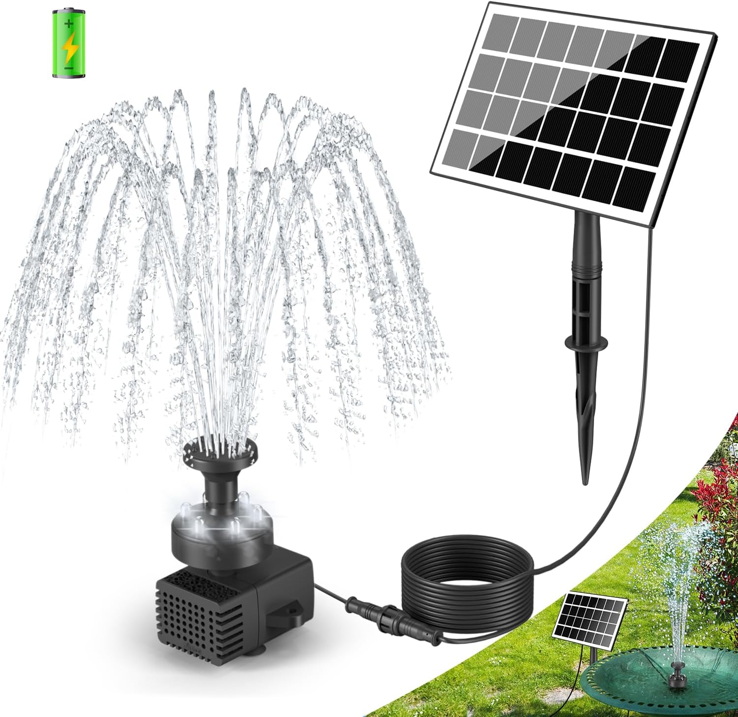 Szmp Fontana Solare da Giardino 3.5W con Luci LED - immagine 1