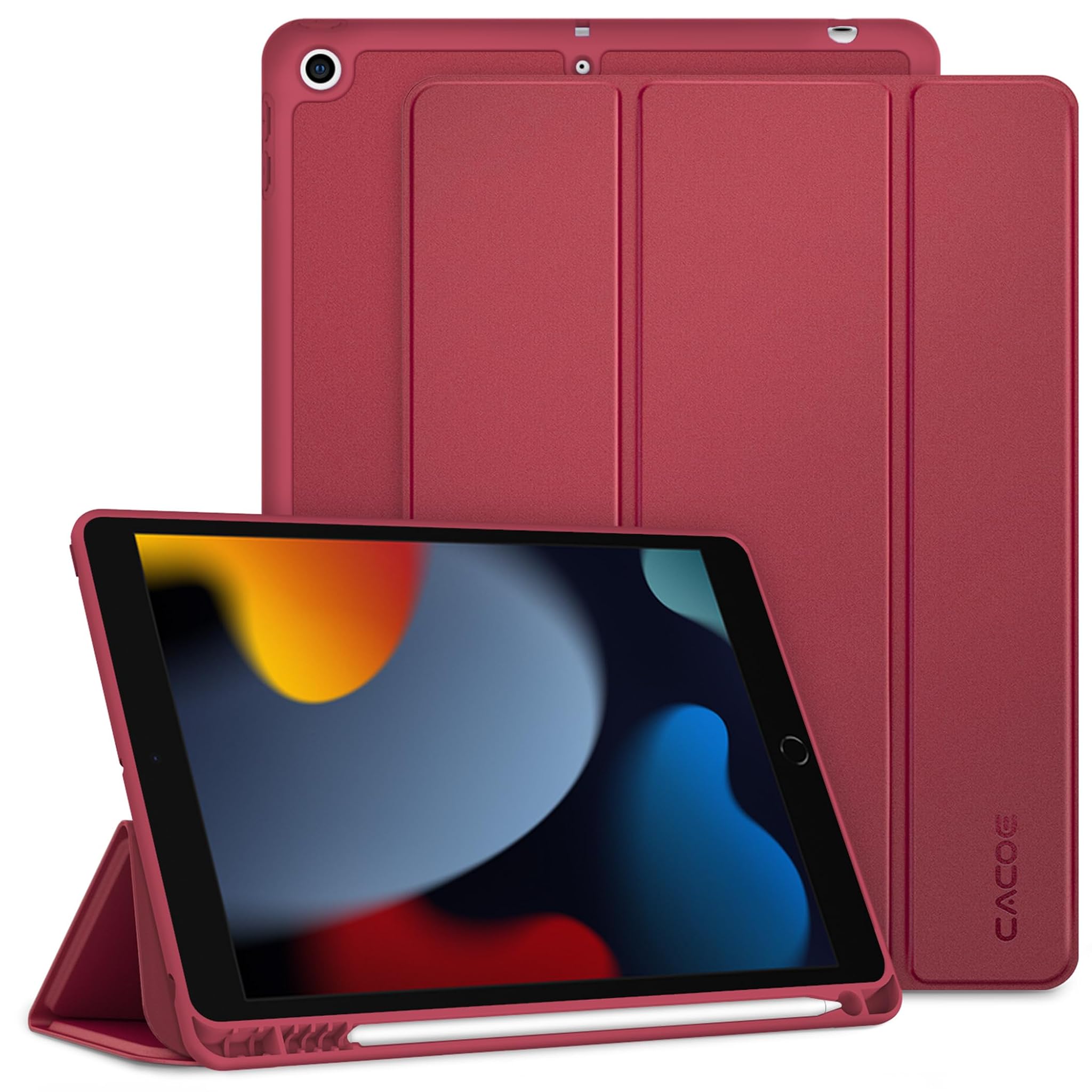 Cacoe Cover per iPad 10.2" (7a/8a/9a Gen), Claretto