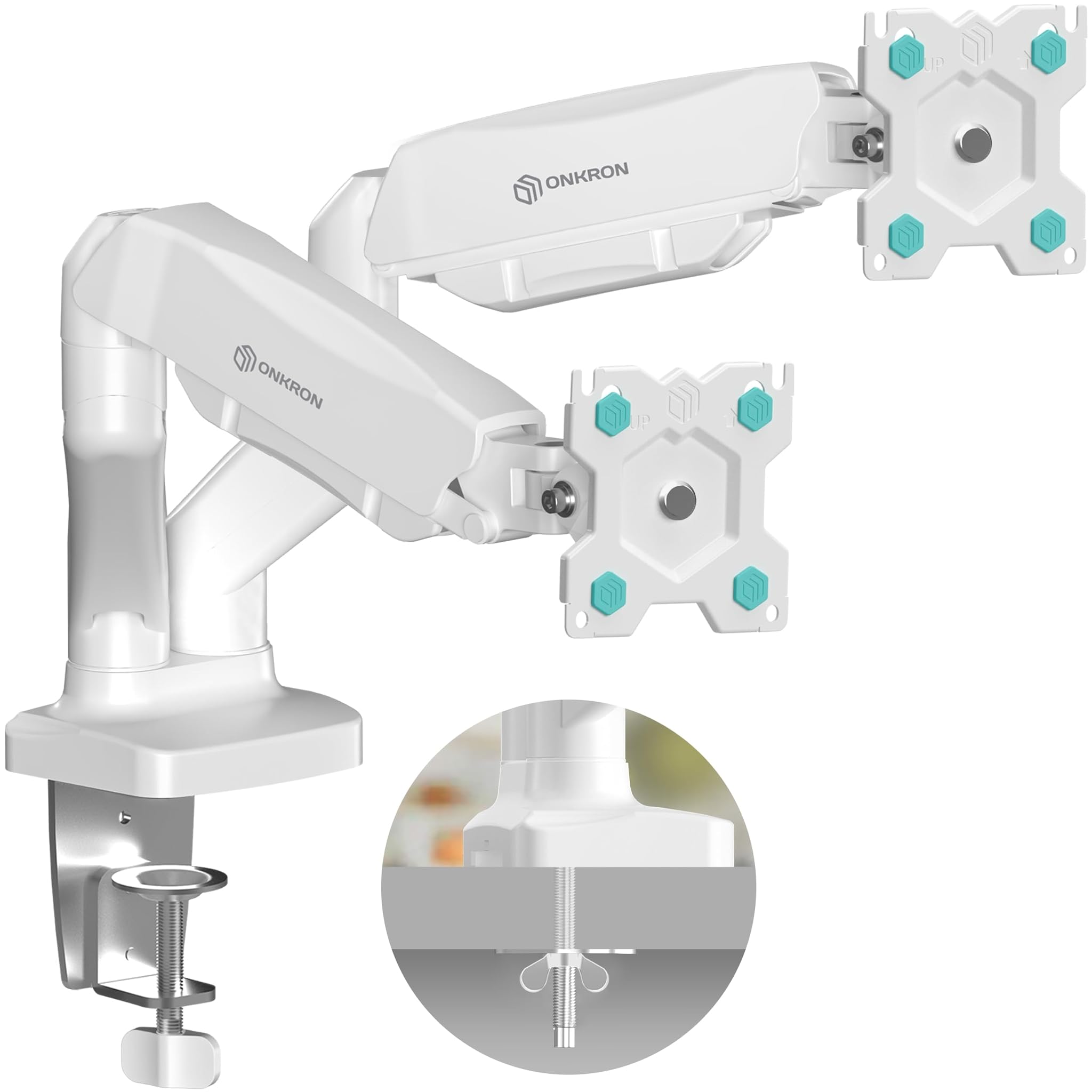 Onkron Supporto Doppio Monitor 13-32 pollici, Bianco