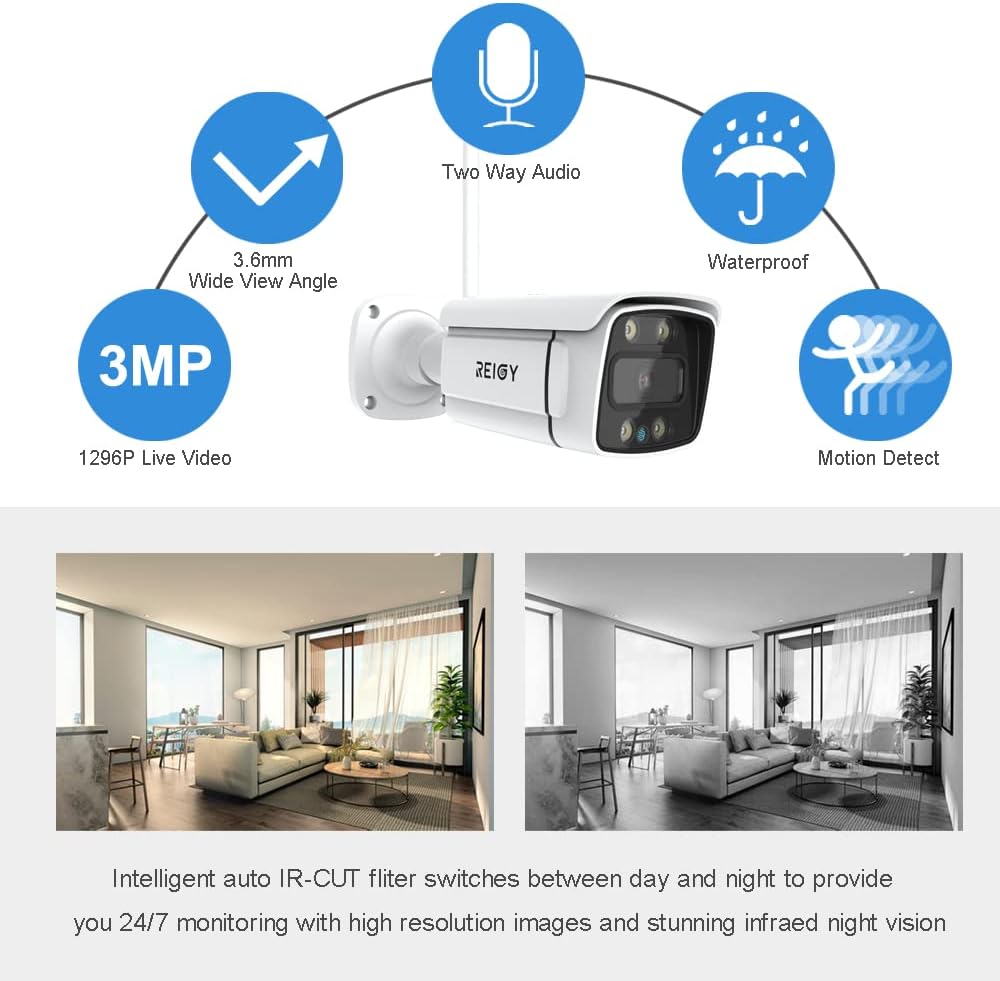 Reigy Kit Videosorveglianza Wifi Esterno 3MP con Spotlight - immagine 2