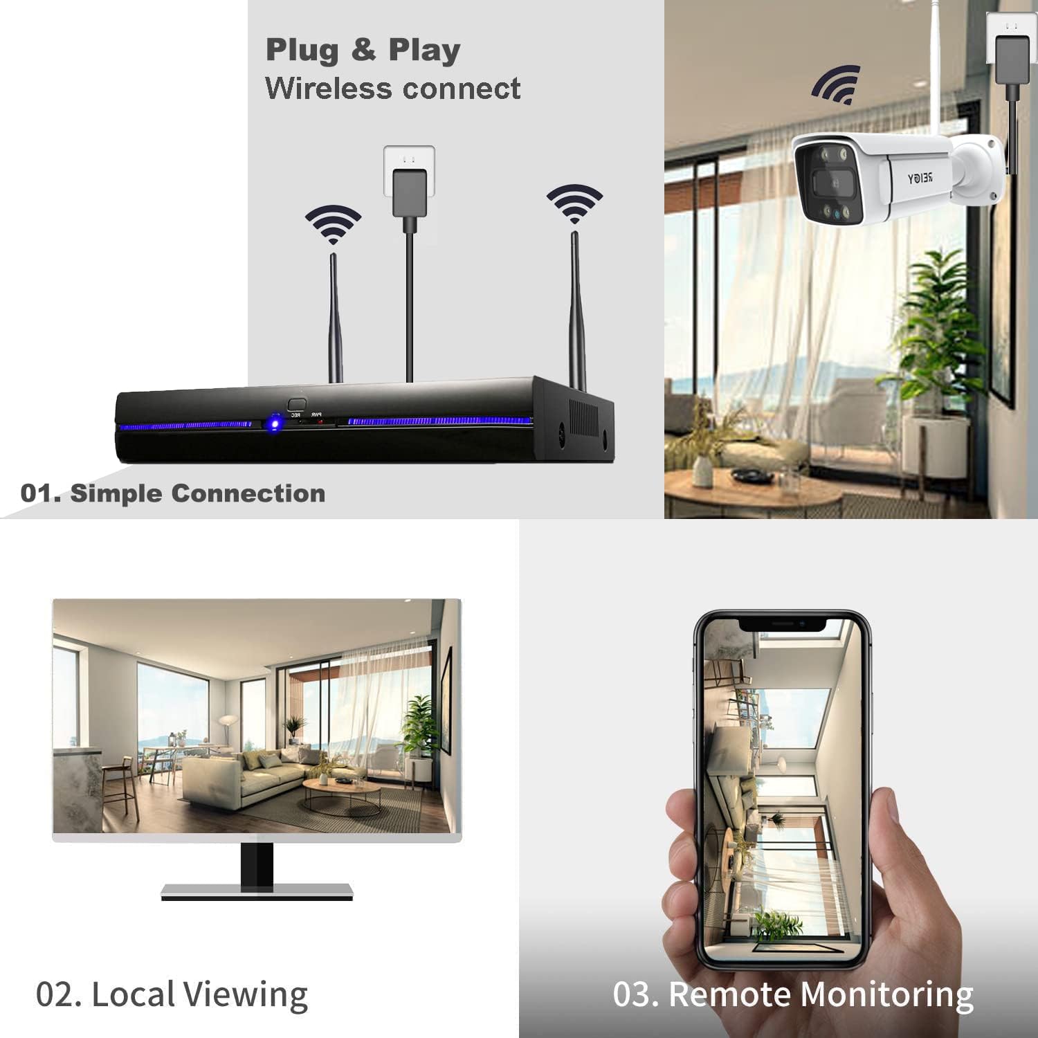 Reigy Kit Videosorveglianza Wifi Esterno 3MP con Spotlight - immagine 5