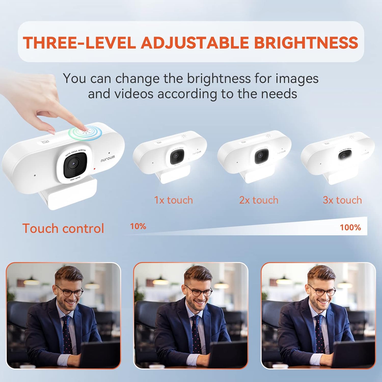 Nuroum V15-AFL Webcam 2K con Luce ad Anello - immagine 4