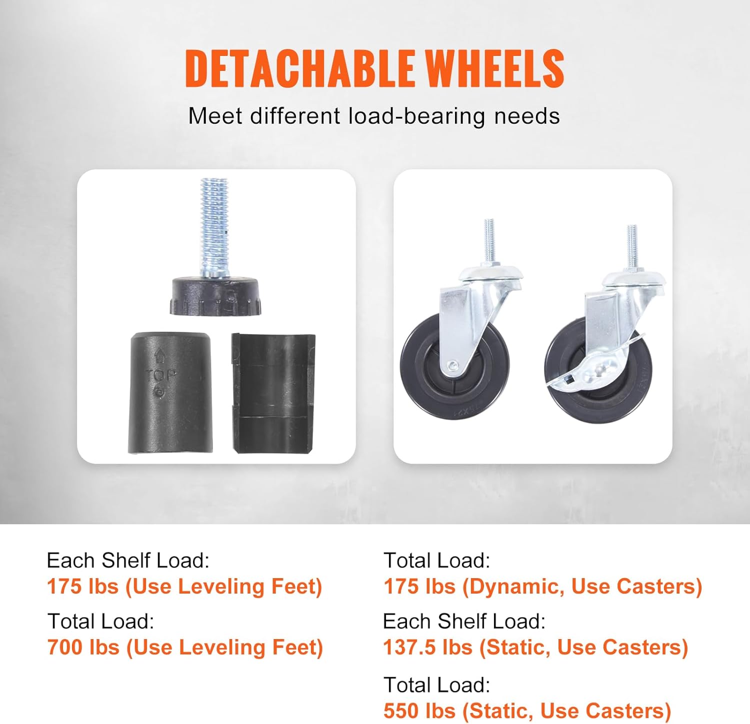 Vevor Scaffale Portaoggetti con Ruote, Nero - immagine 7