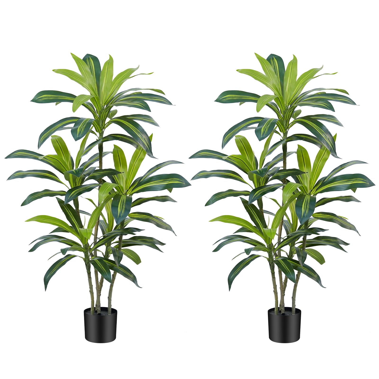 Albero Artificiale Dracaena con Vaso Nero 120 cm (2Pz)