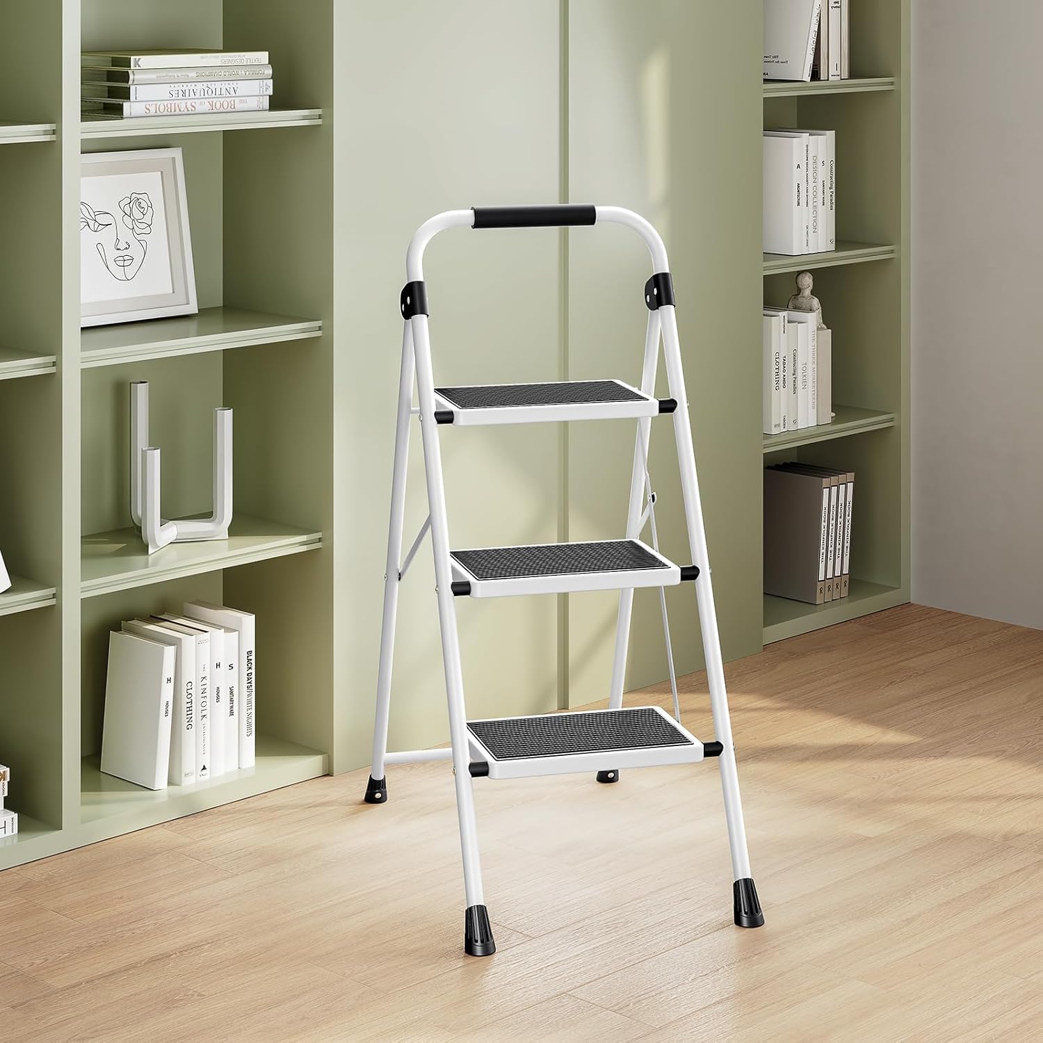 Kingrack Scala Pieghevole a 3 Gradini, Bianca - immagine 8