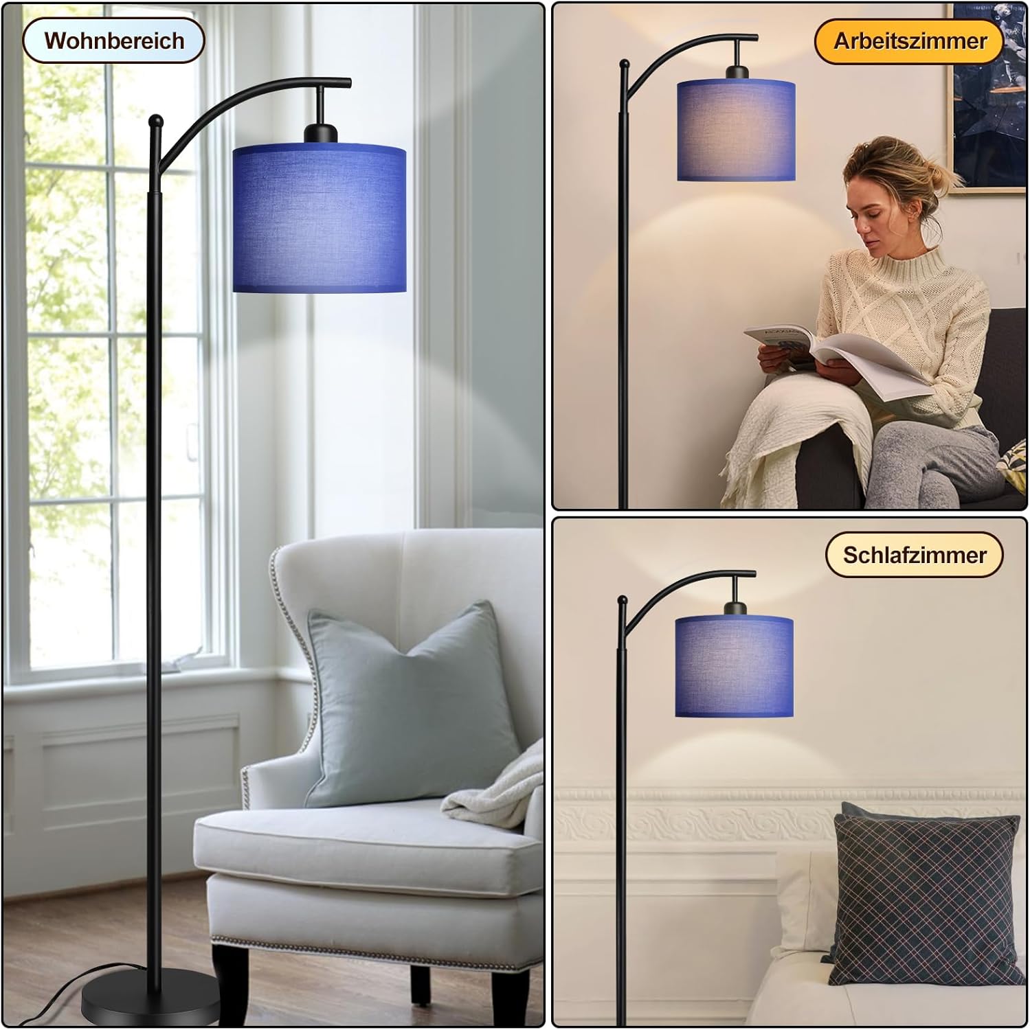 Depuley Lampada da Terra Moderna ad Arco E27, Blu - immagine 2