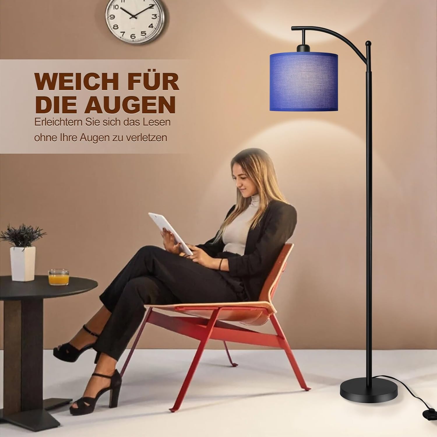 Depuley Lampada da Terra Moderna ad Arco E27, Blu - immagine 3