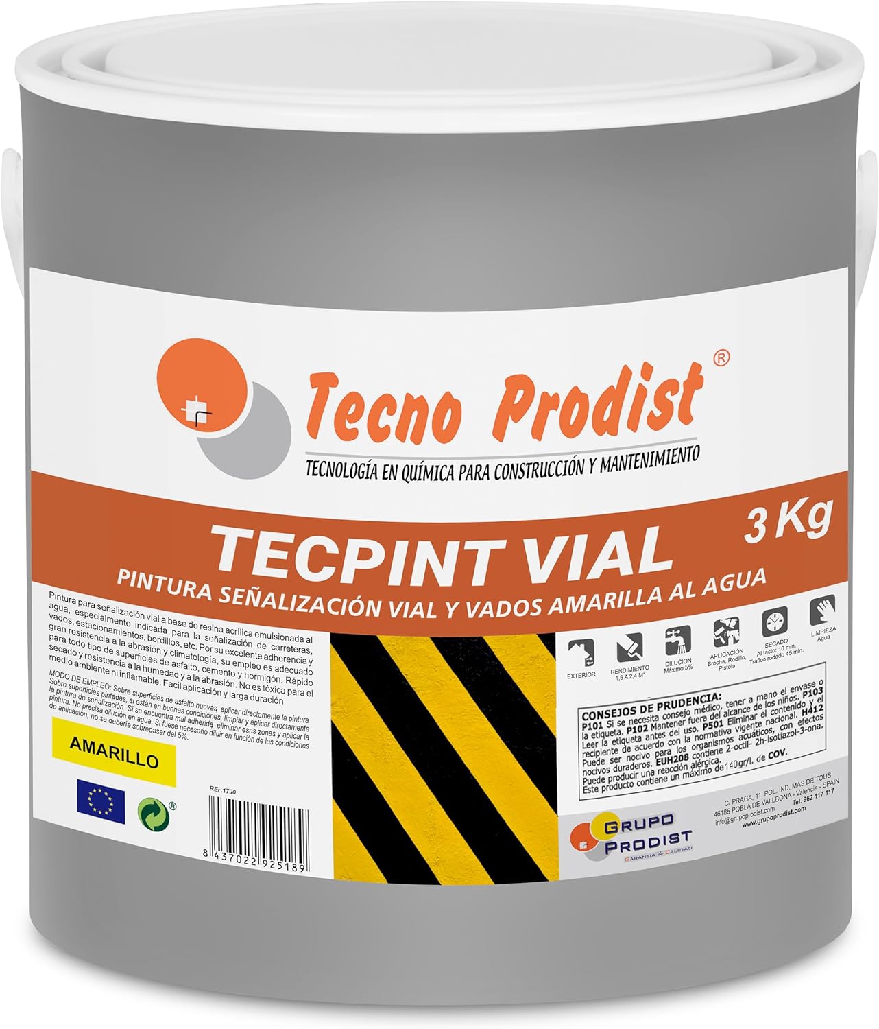 Tecno Prodist TECPINT VIAL by 3 Kg - Vernice Ad Acqua, Giallo