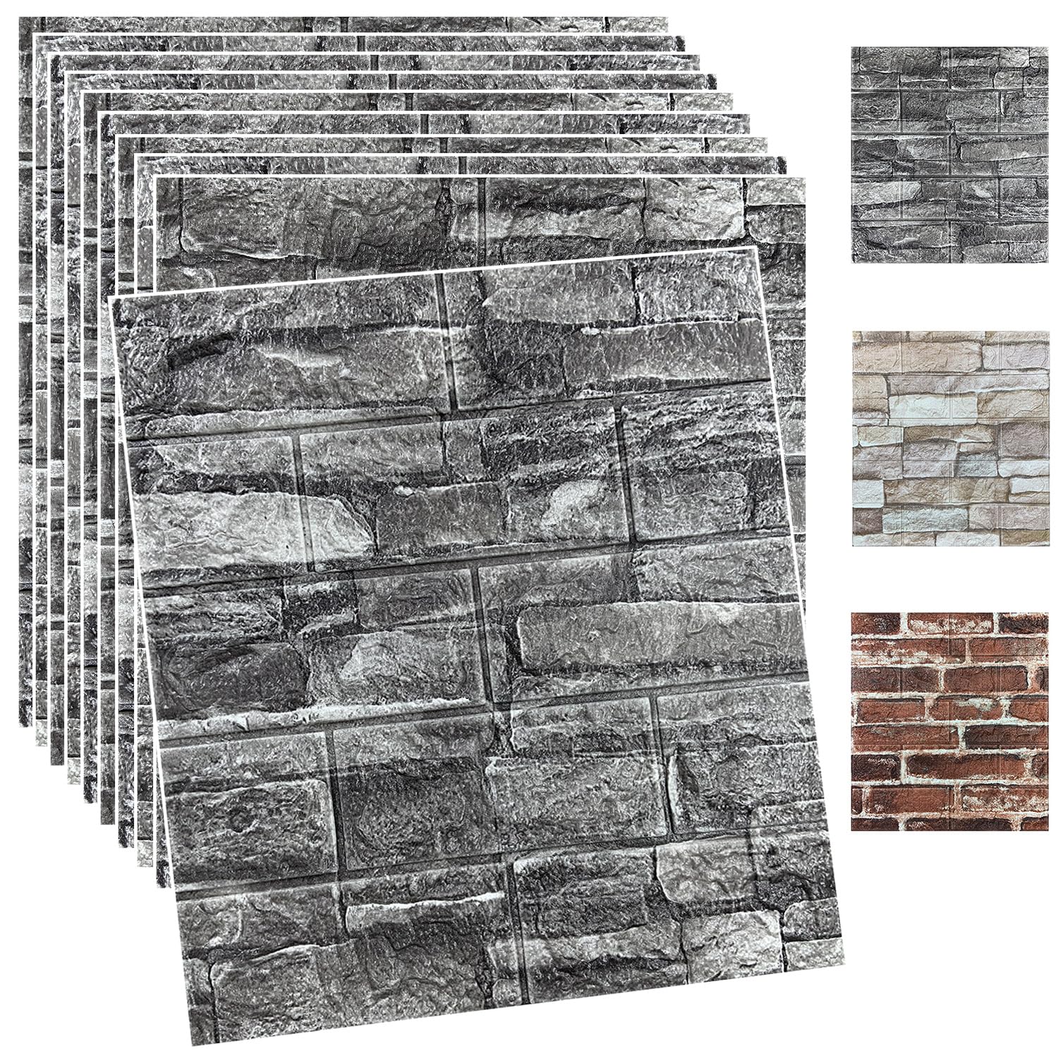 20 Pannelli da Parete 3D Autoadesivi Effetto Mattone Nero