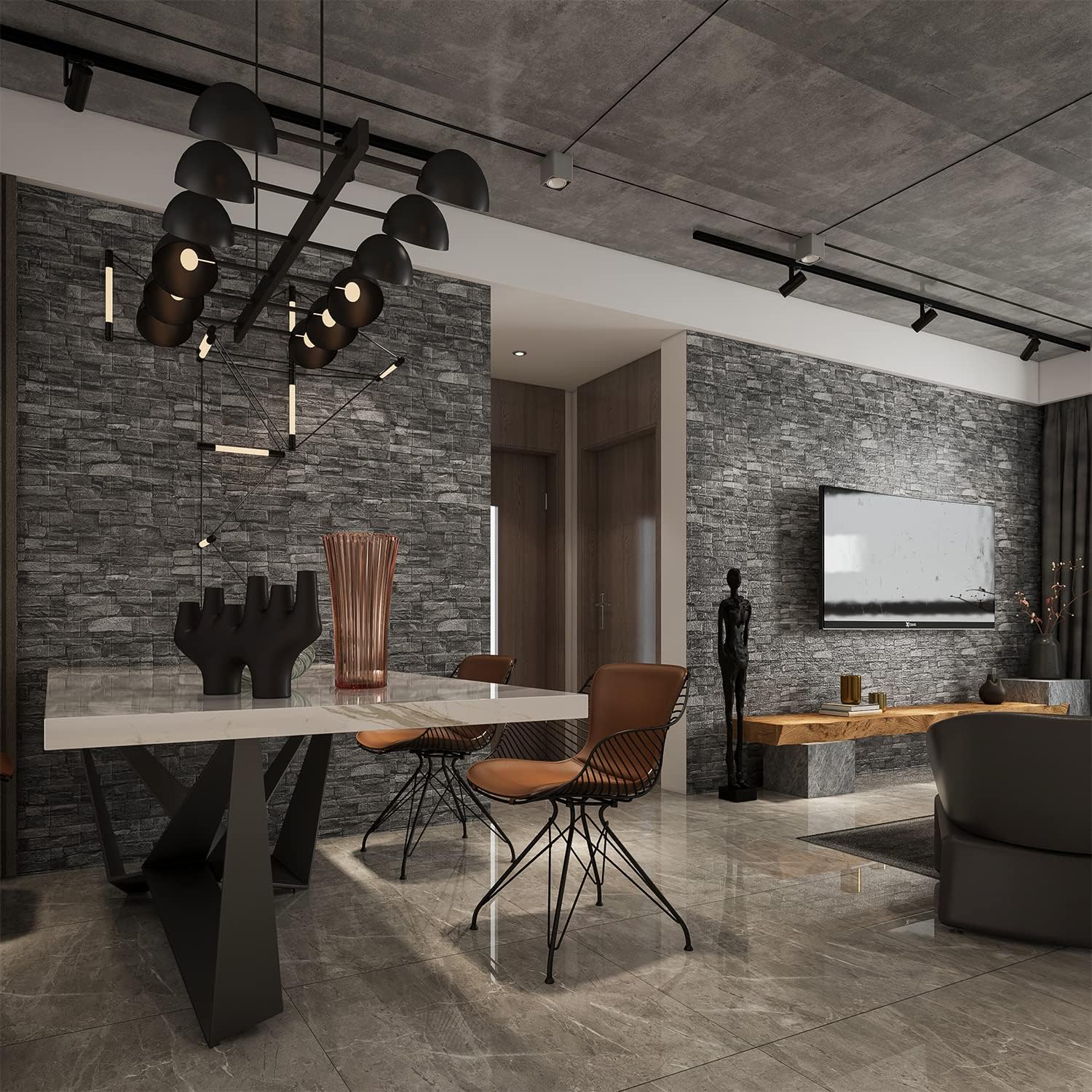 20 Pannelli da Parete 3D Autoadesivi Effetto Mattone Nero - immagine 4