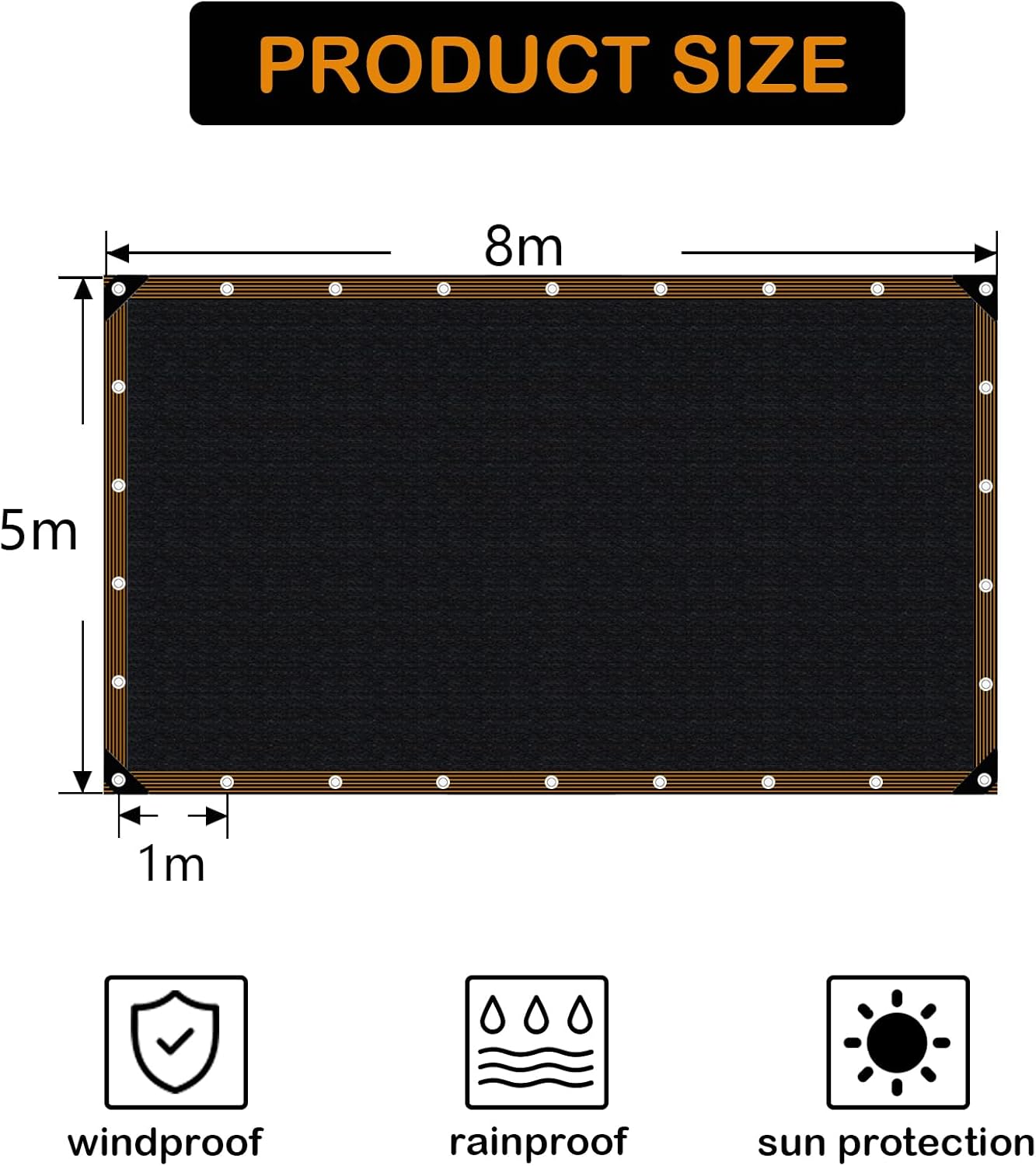 Rete Ombreggiante Telo Esterno con Occhielli 5 x 8 m - immagine 6