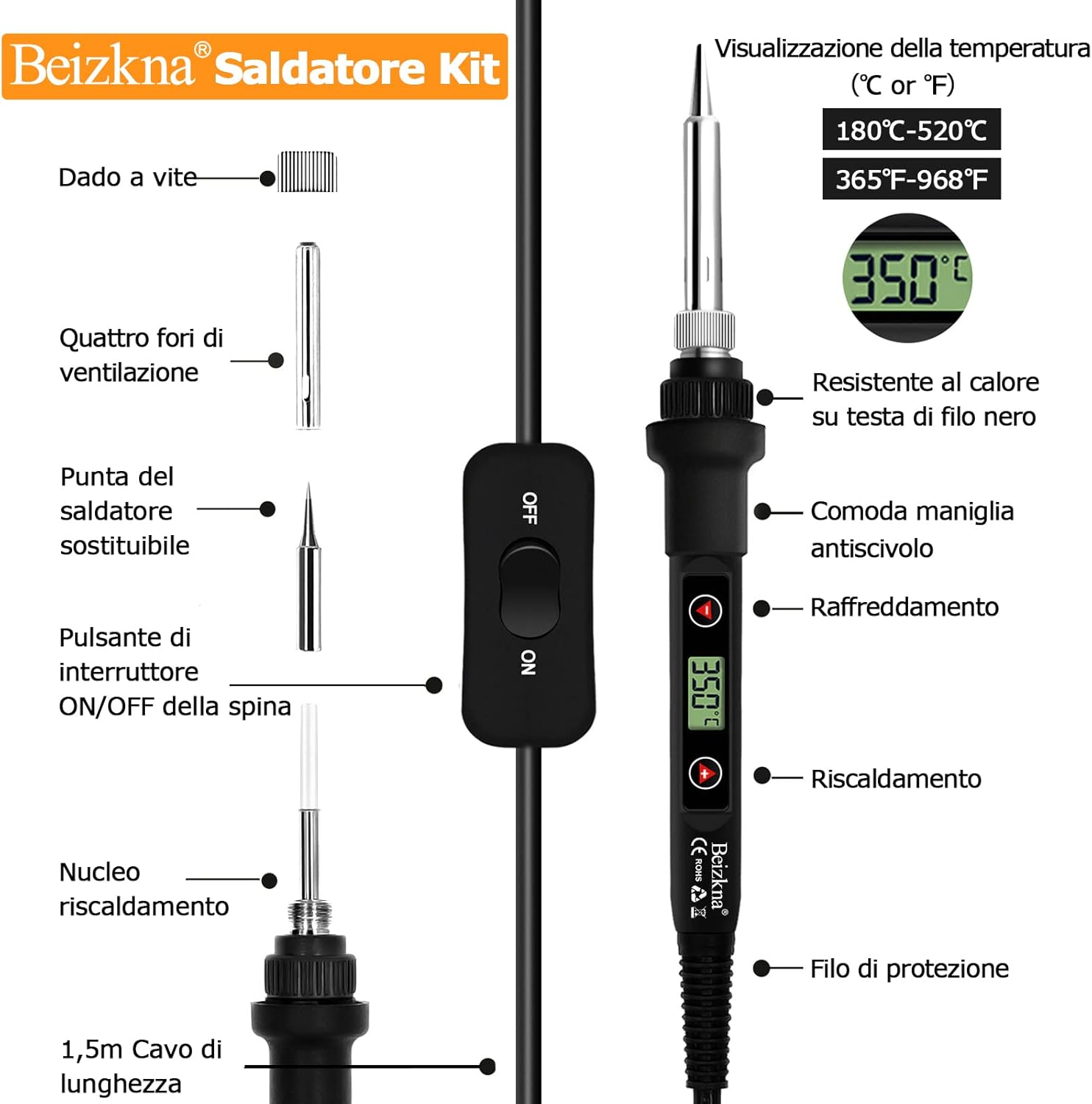 Saldatore a Stagno Kit 80W LCD Temperatura Regolabile - immagine 4